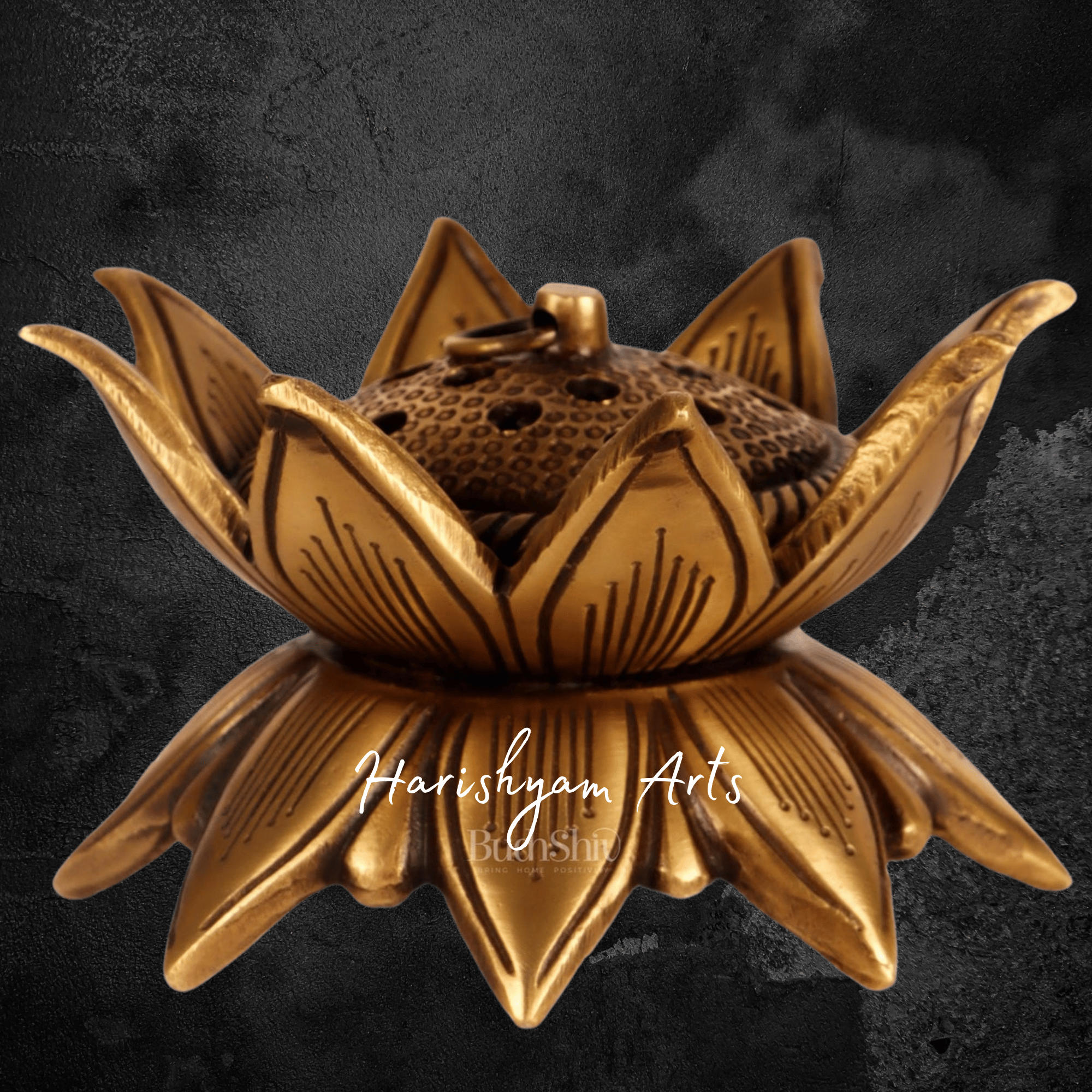 Lotus Shaped Brass Handmade Loban Daani for Charcoal Incense