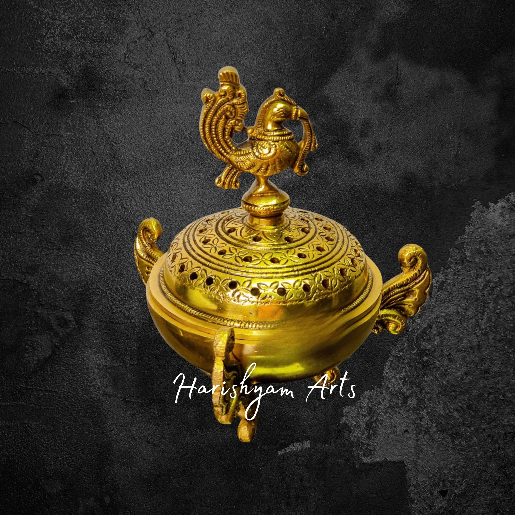 Handcrafted Brass Peacock Dhoop Dani for Loban and Incense Rituals
