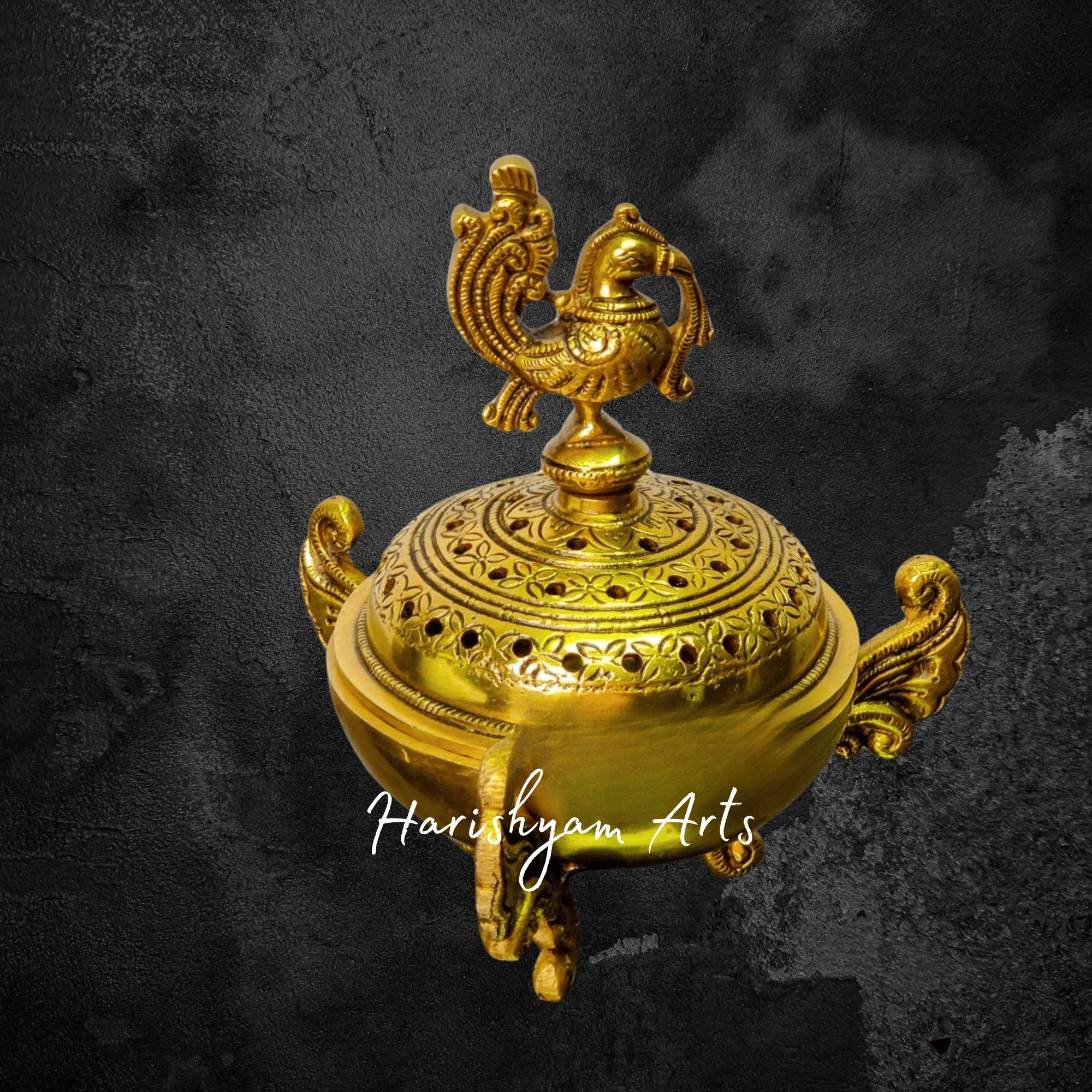 Handcrafted Brass Peacock Dhoop Dani for Loban and Incense Rituals