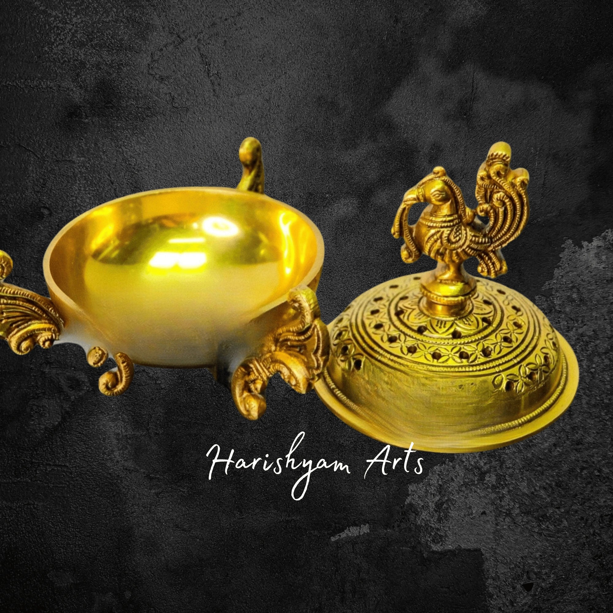 Handcrafted Brass Peacock Dhoop Dani for Loban and Incense Rituals