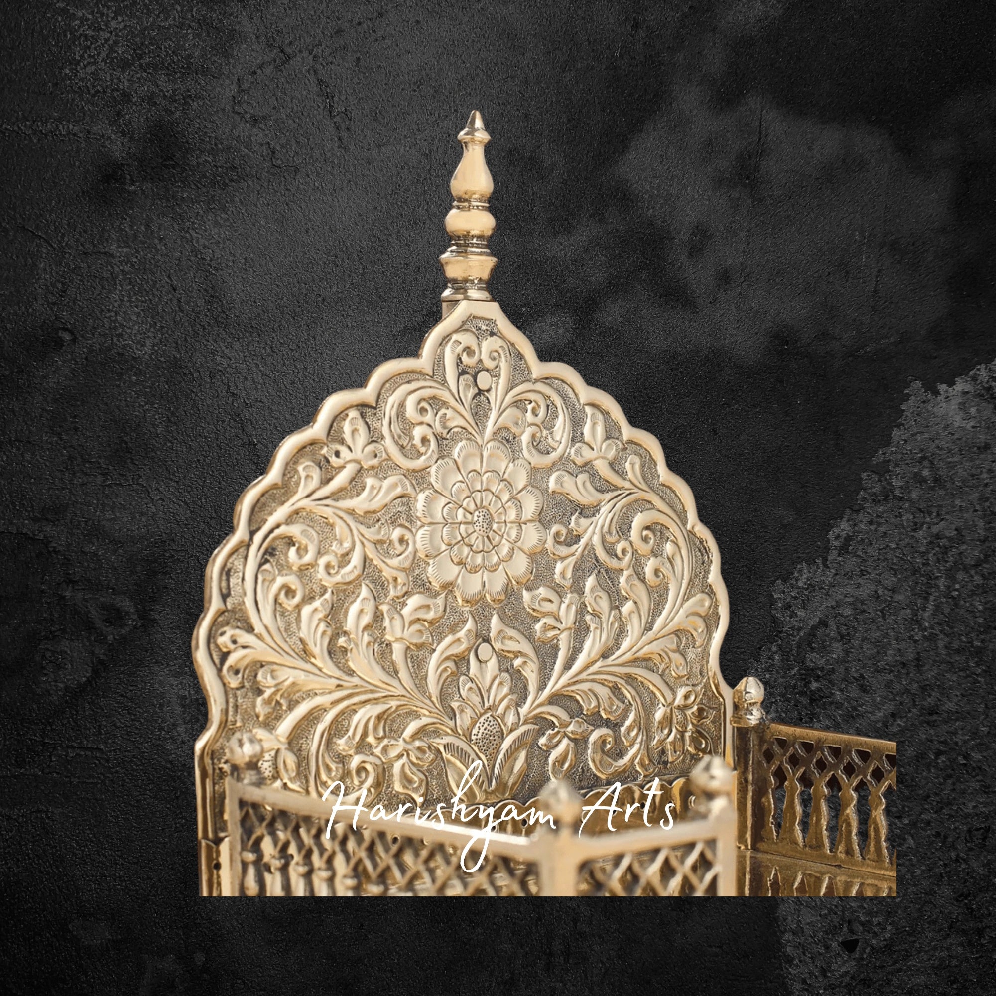 Handcrafted Brass Throne with Dome for Laddu Gopal Temple Decor