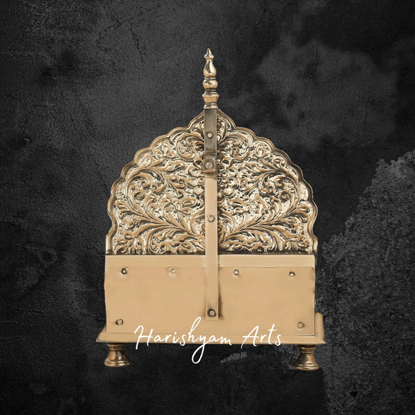 Handcrafted Brass Throne with Dome for Laddu Gopal Temple Decor