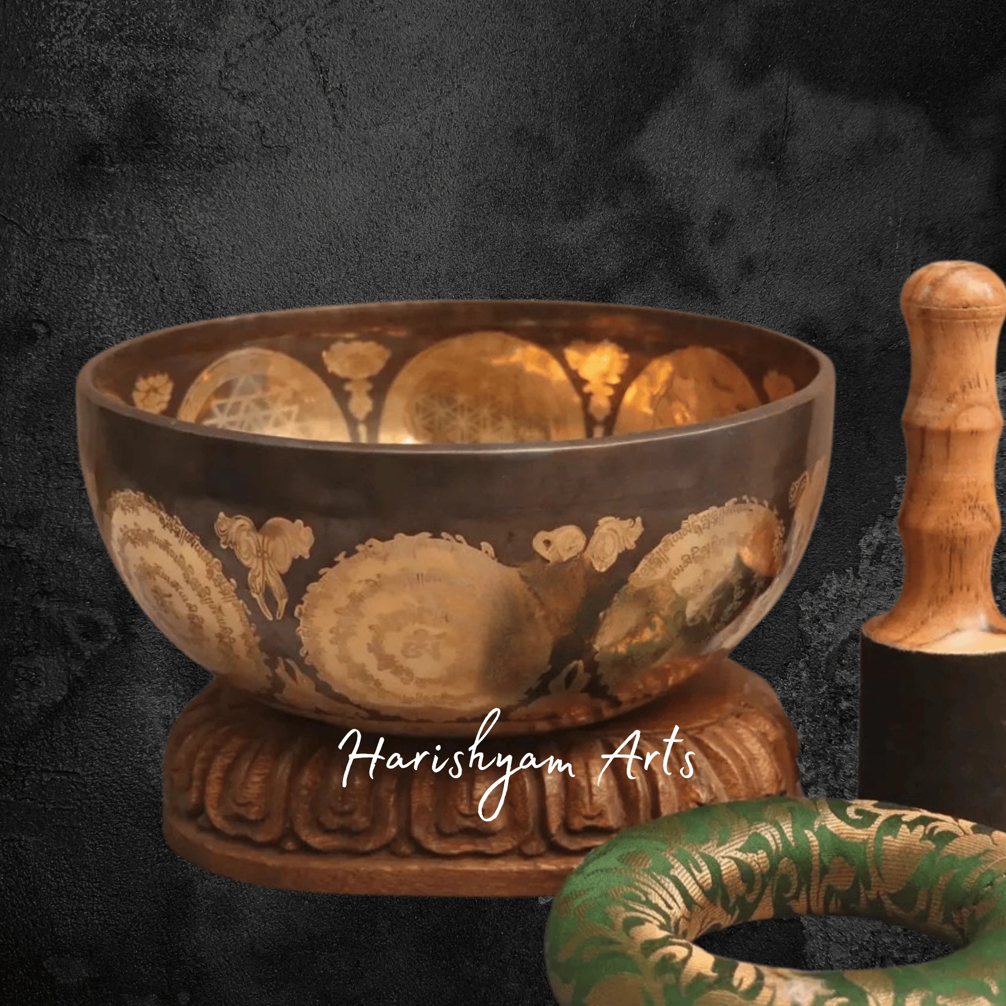 Handcrafted Buddha Carving Sound Bowl for Meditation
