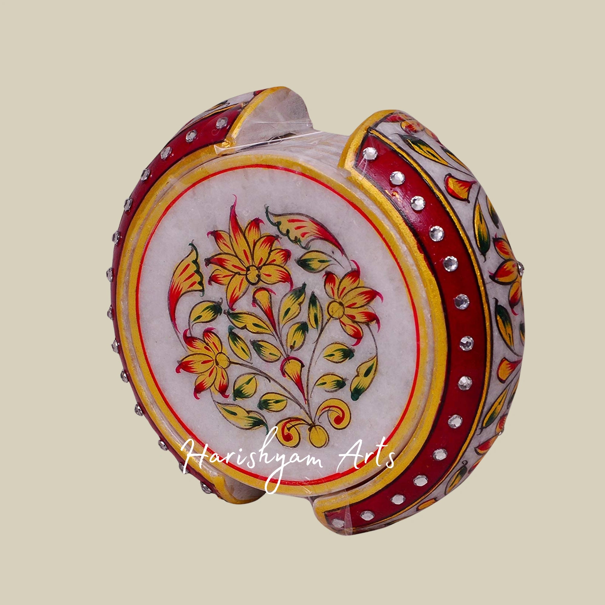Handcrafted Marble Designer Coasters with Exquisite Meenakari Work3