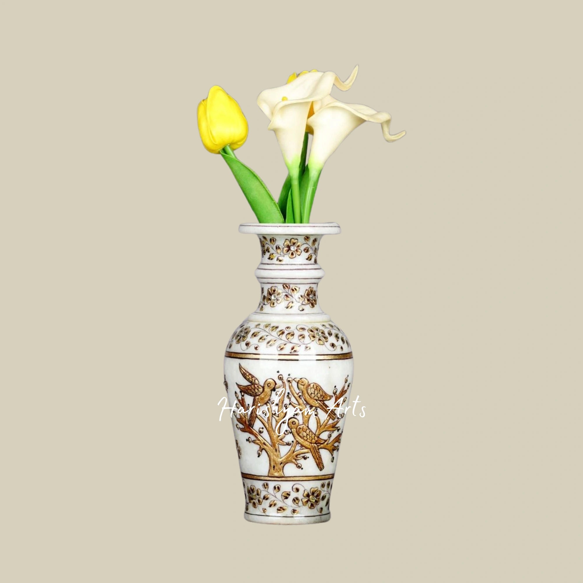 Handcrafted Marble Vase with Gold Inlay Premium Decorative Piece