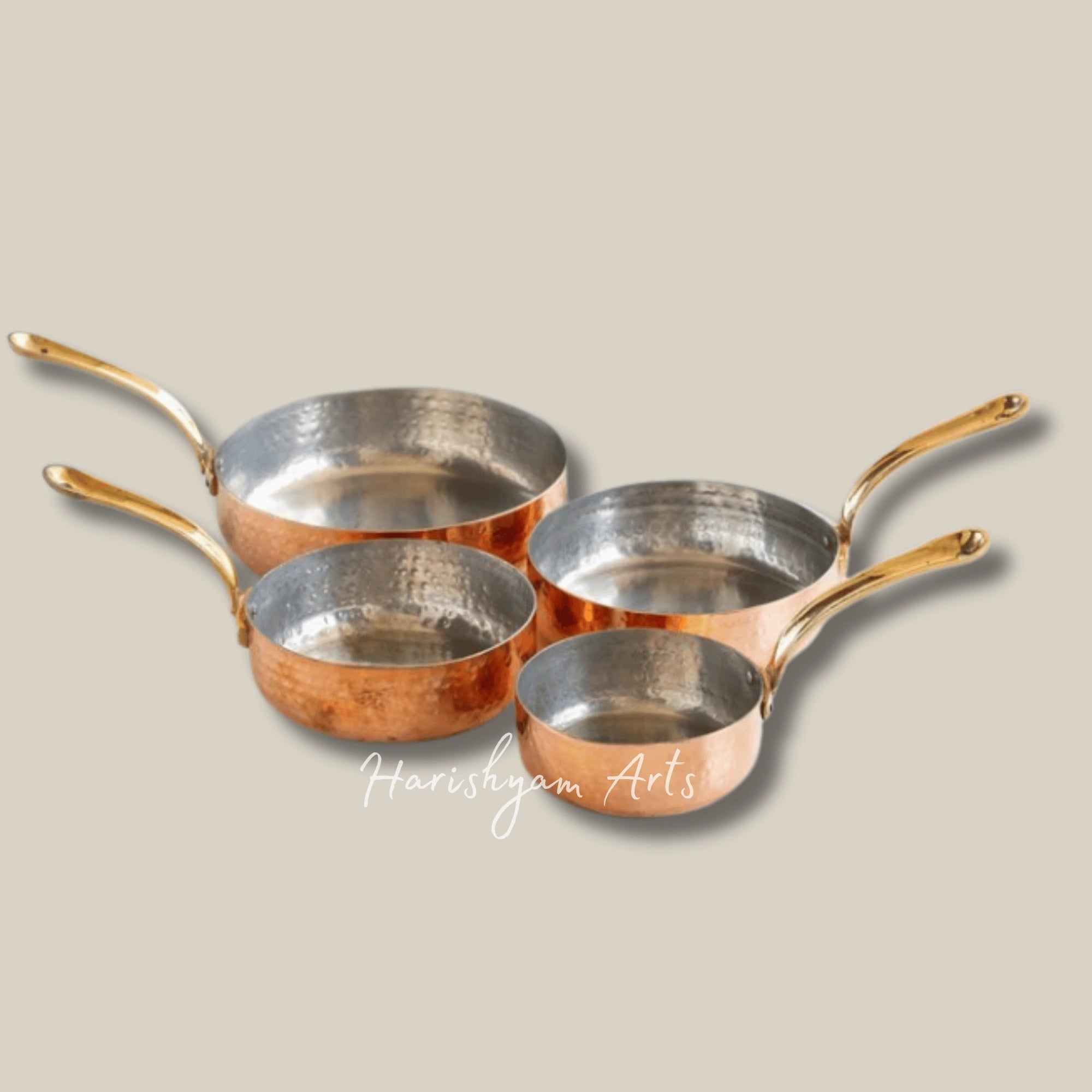 Handcrafted Pure Copper Round Pan with Tin Lining for Serving and Cooking