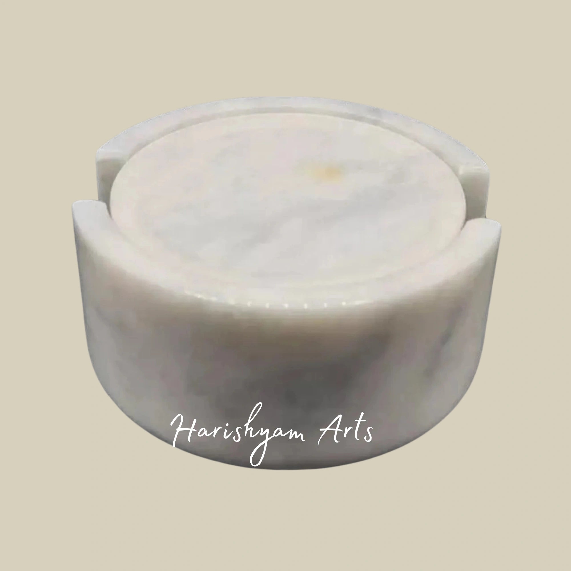 Handcrafted White Marble Coasters Set of 6 Round Tea and Coffee Drink Coasters