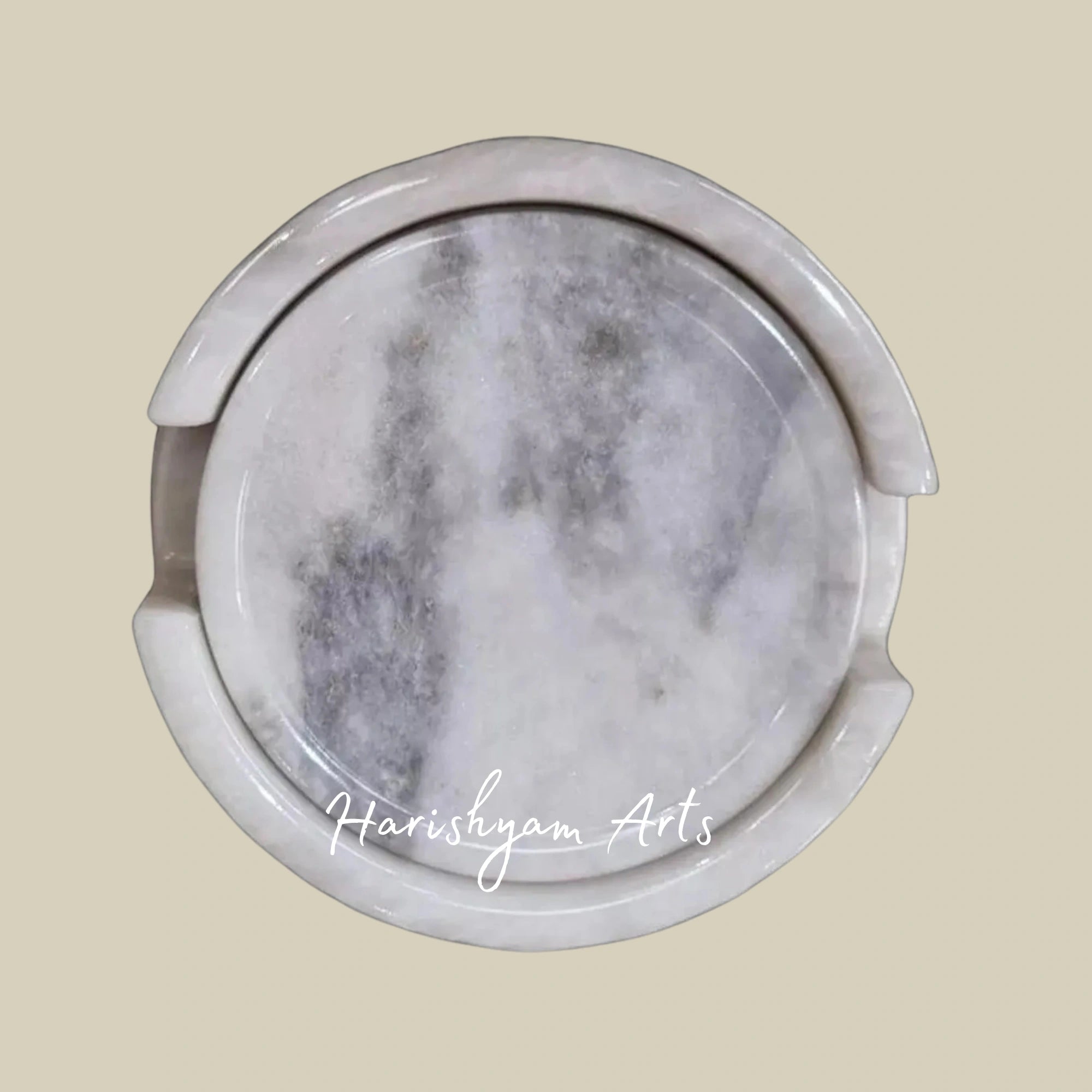 Handcrafted White Marble Coasters Set of 6 Round Tea and Coffee Drink Coasters