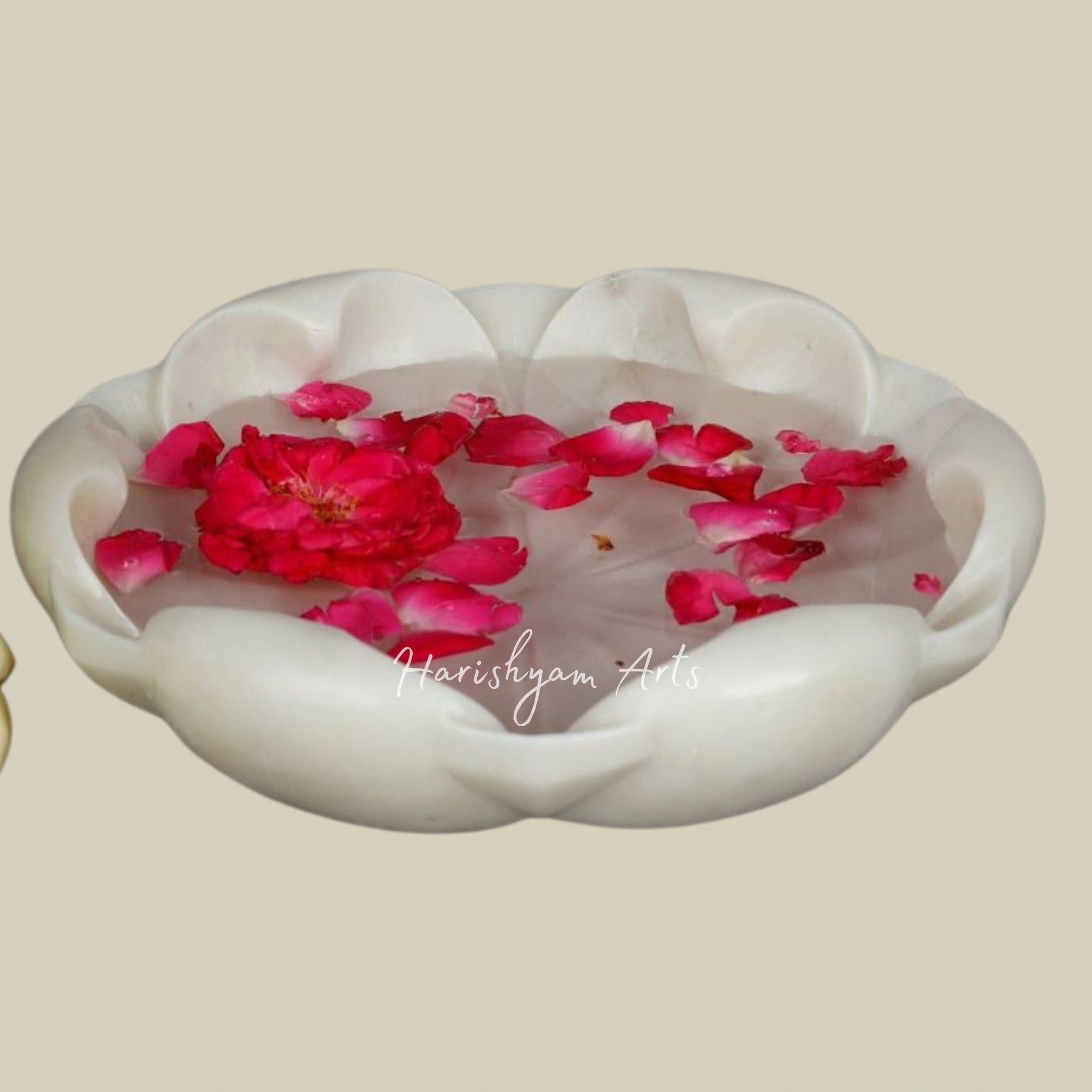 Handcrafted White Marble Urli for Home and Pooja Room Décor