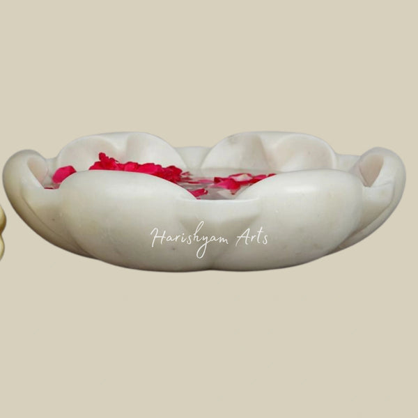 Handcrafted White Marble Urli for Home and Pooja Room Décor