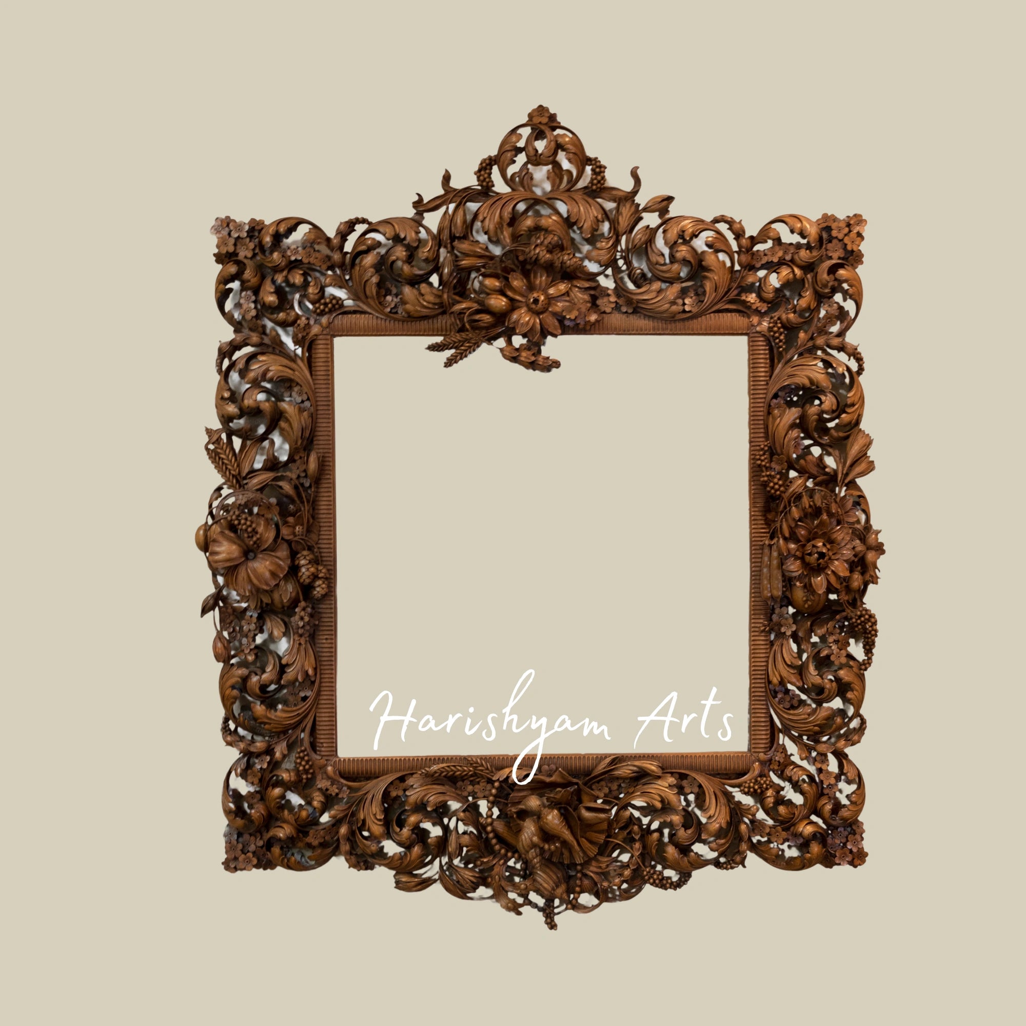 Handcrafted Wooden Carved Mirror Frame