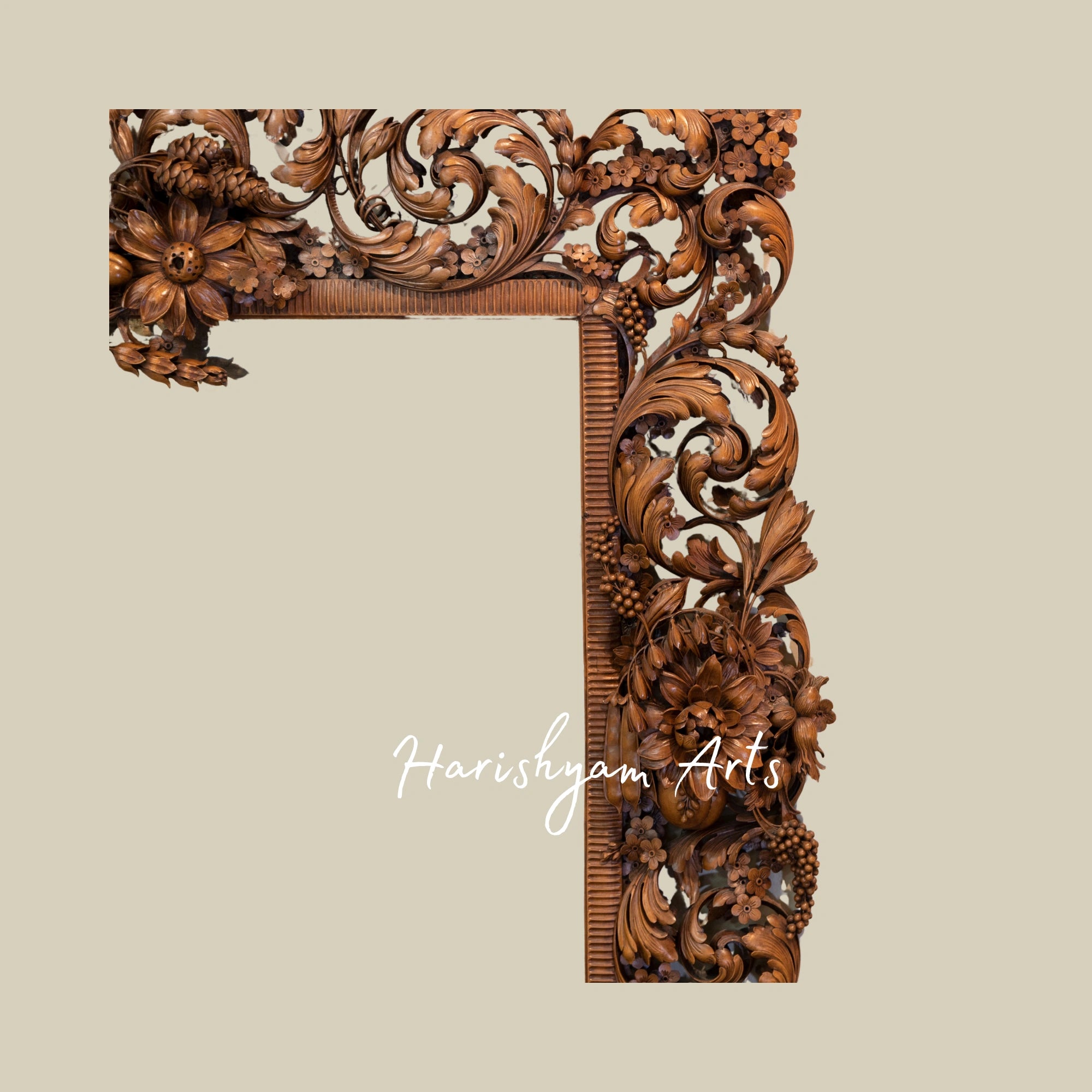 Handcrafted Wooden Carved Mirror Frame