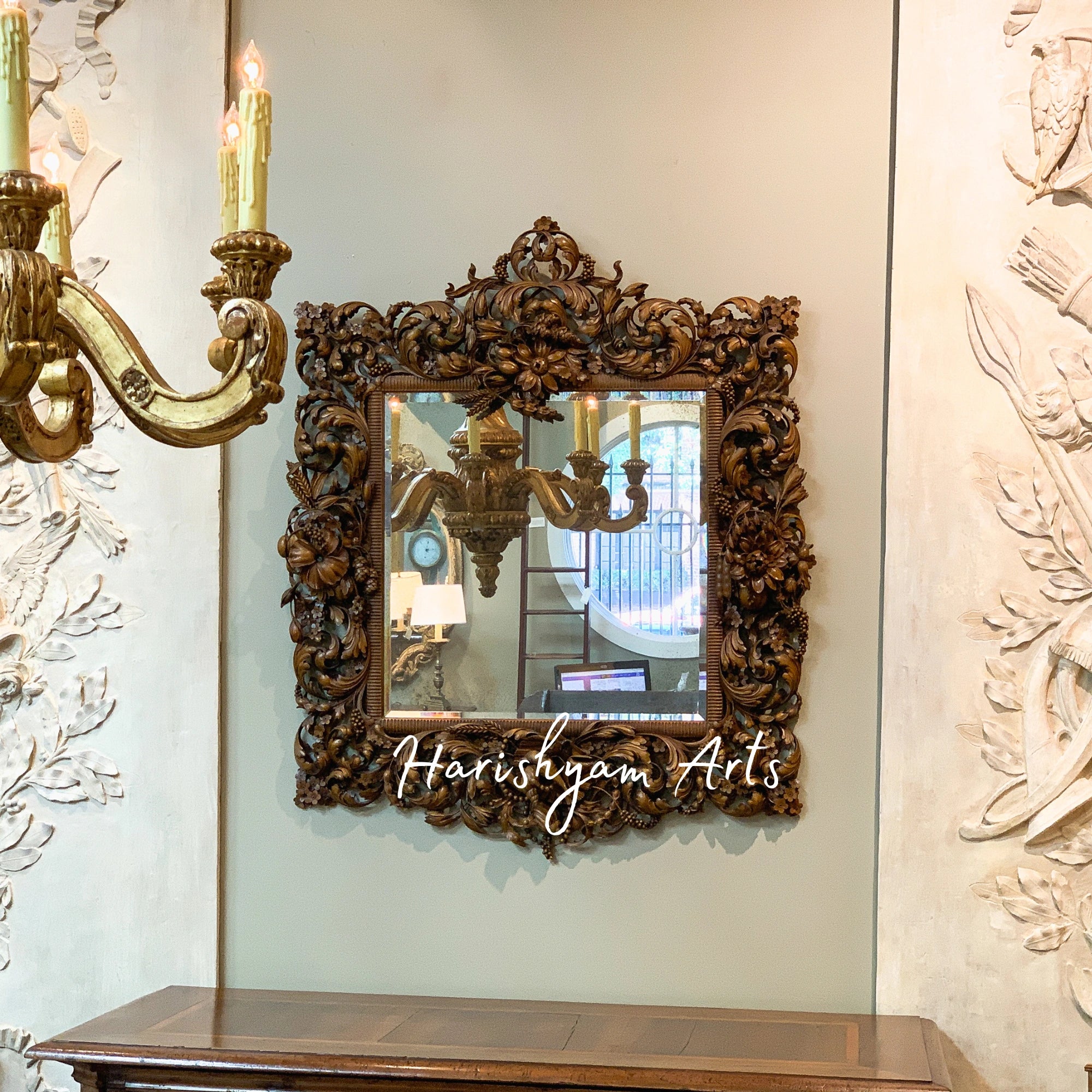 Handcrafted Wooden Carved Mirror Frame