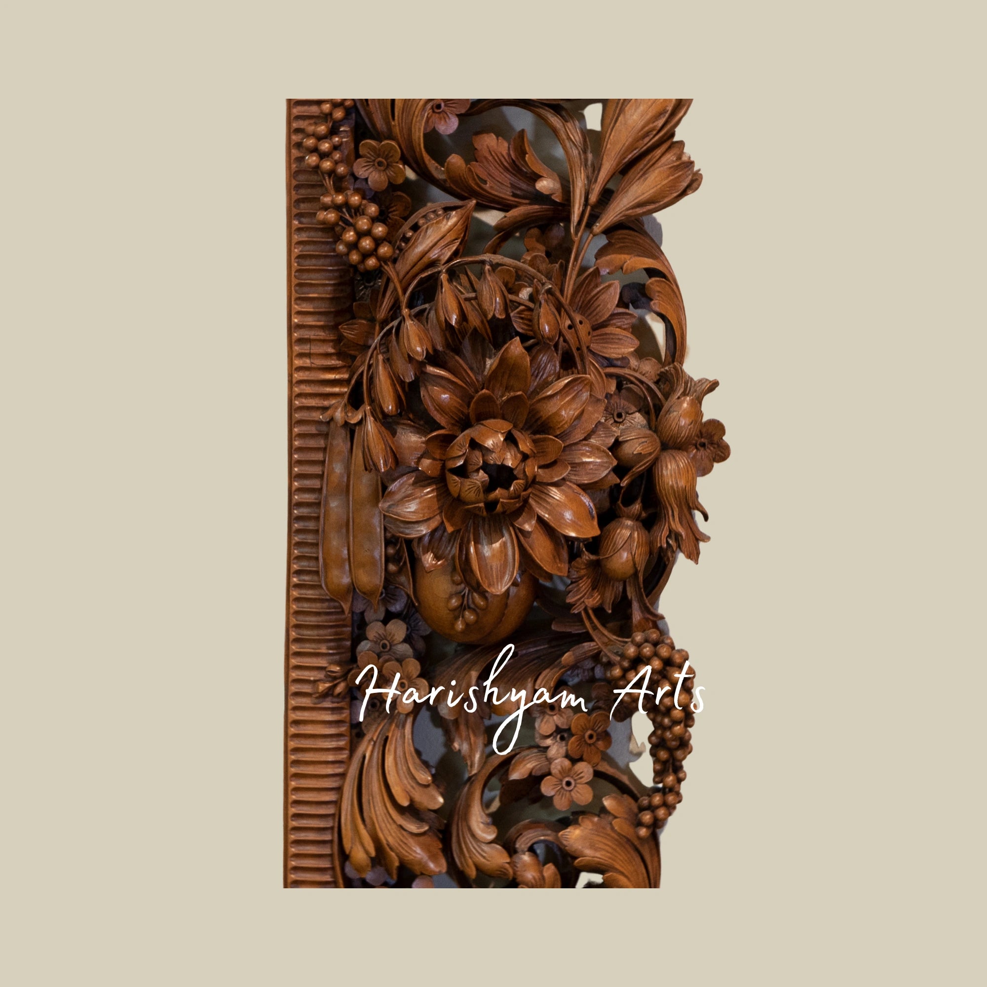 Handcrafted Wooden Carved Mirror Frame