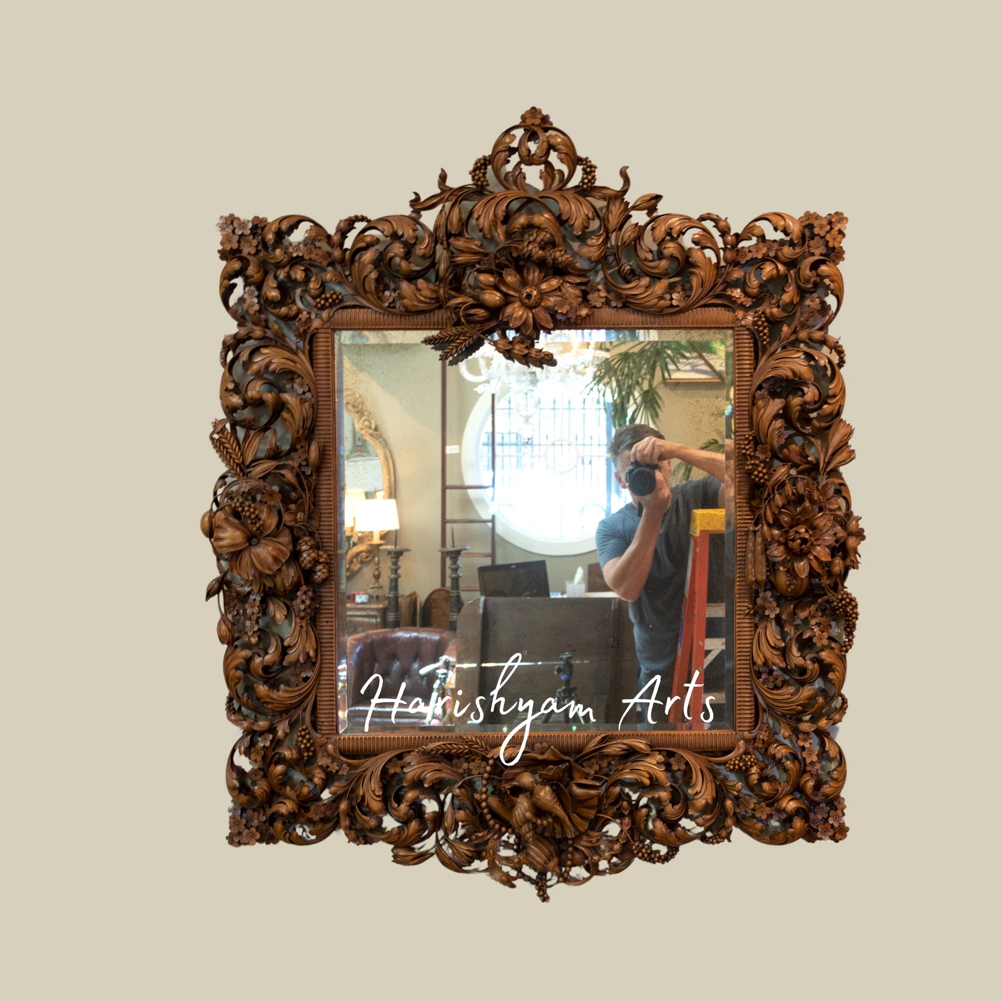 Handcrafted Wooden Carved Mirror Frame
