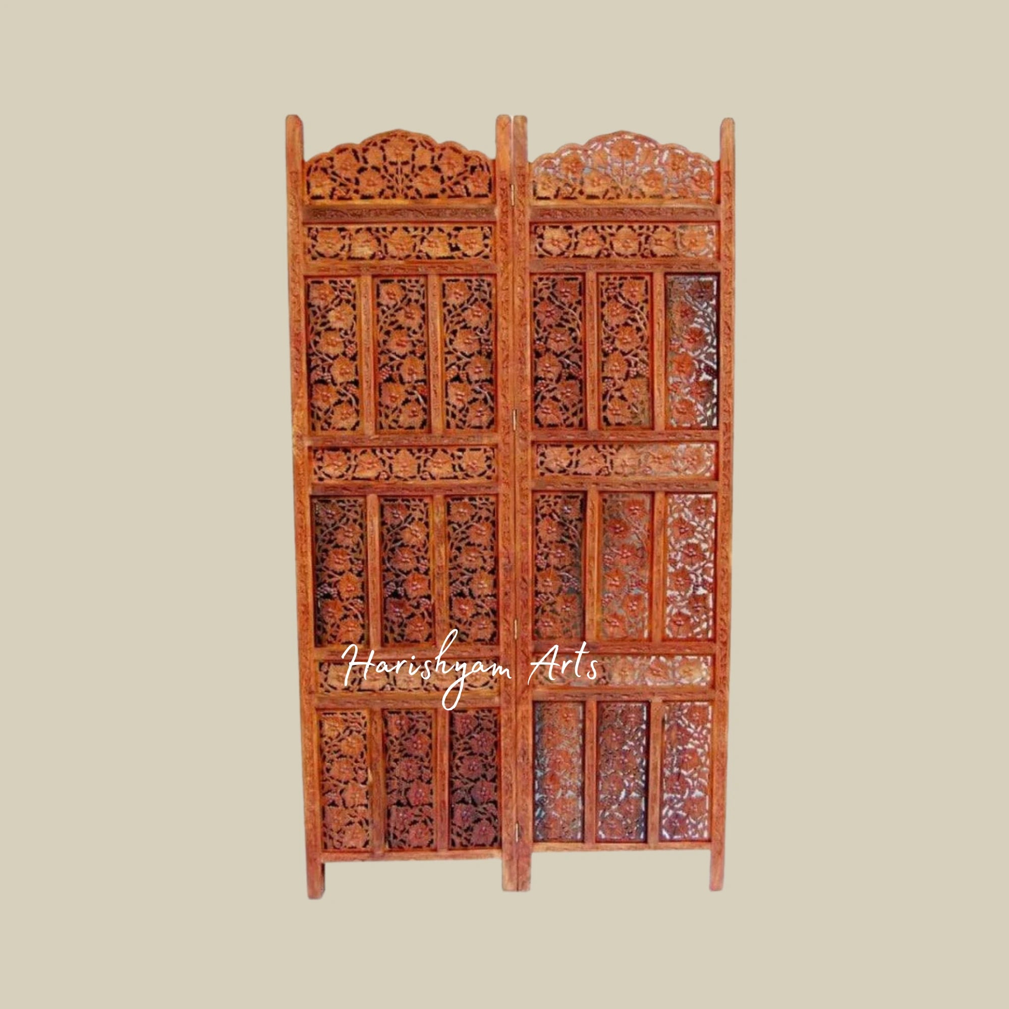 Handmade Traditional Wooden Divider with Geometric Patterns
