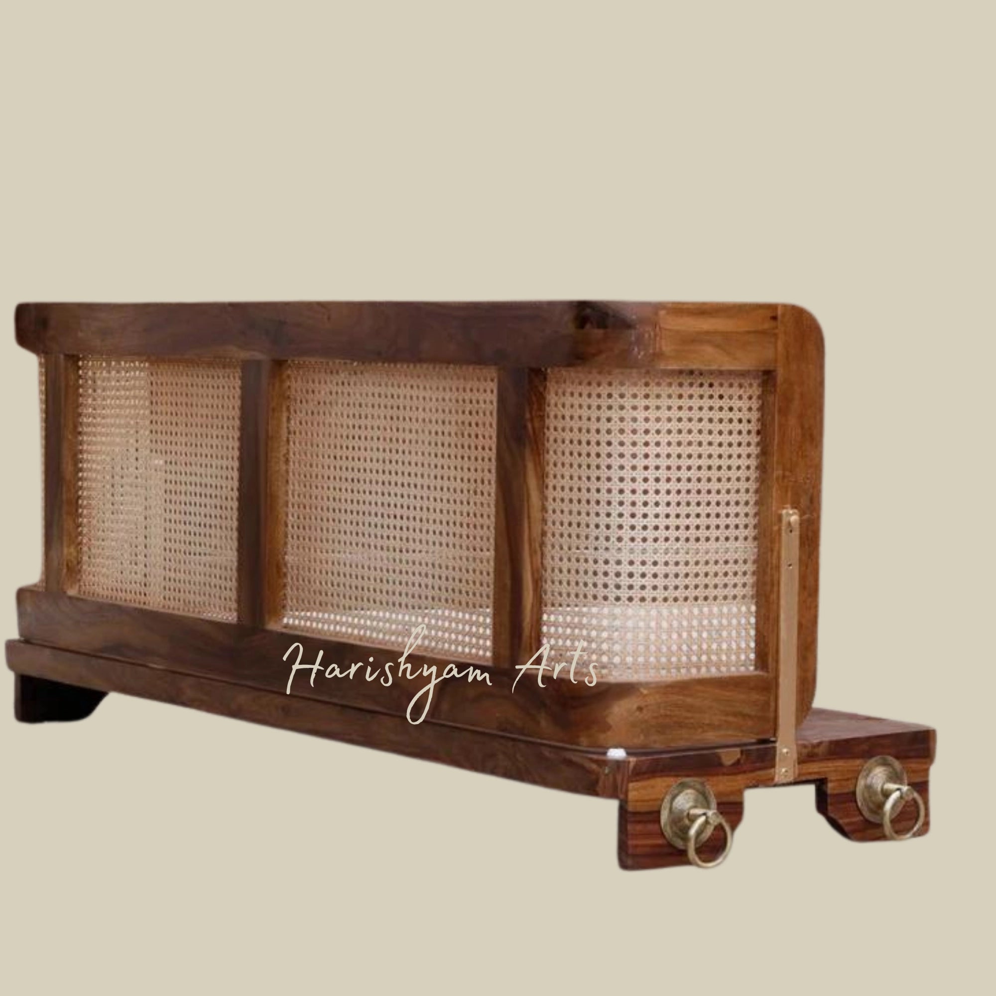 Handmade Wooden Swing for Balcony with Cane Back Design1