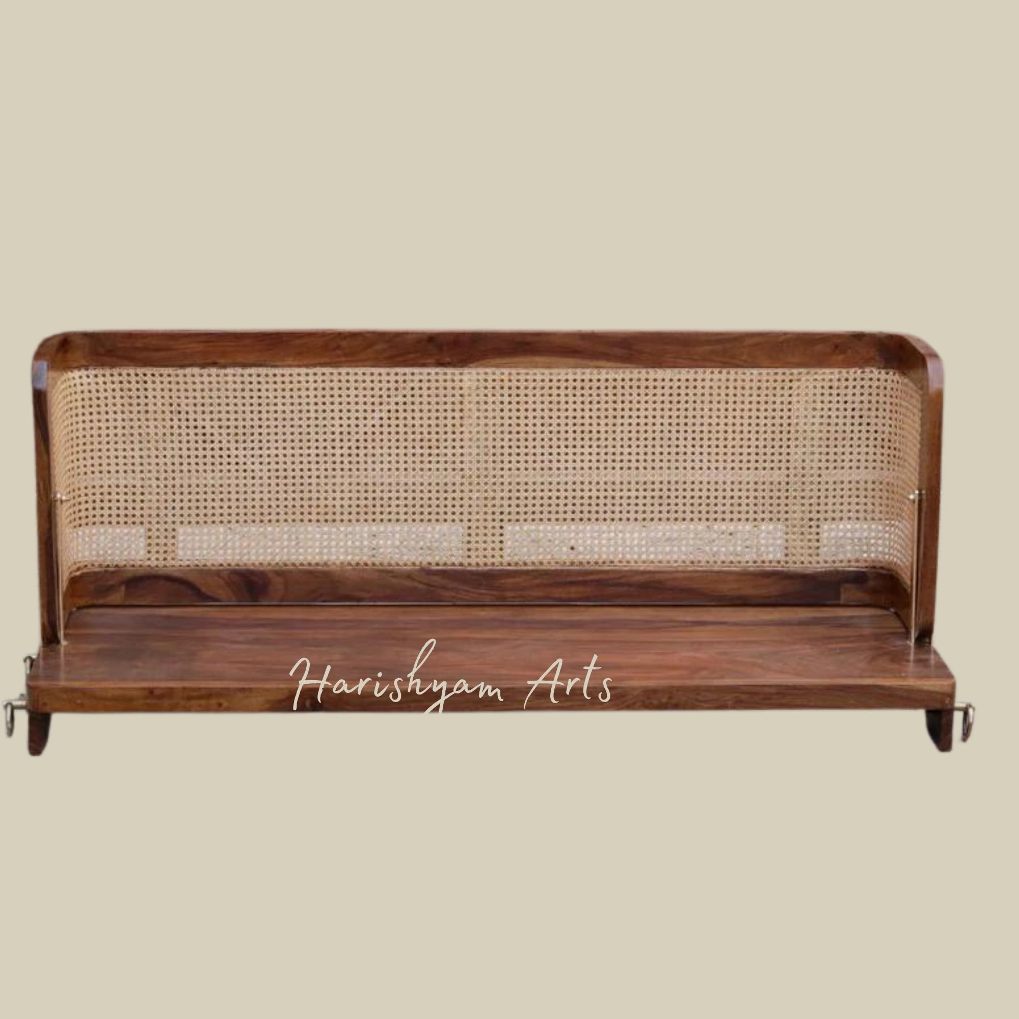 Handmade Wooden Swing for Balcony with Cane Back Design2