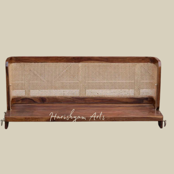 Handmade Wooden Swing for Balcony with Cane Back Design