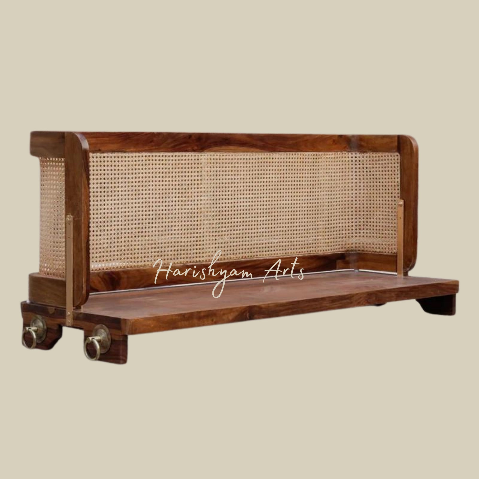 Handmade Wooden Swing for Balcony with Cane Back Design3