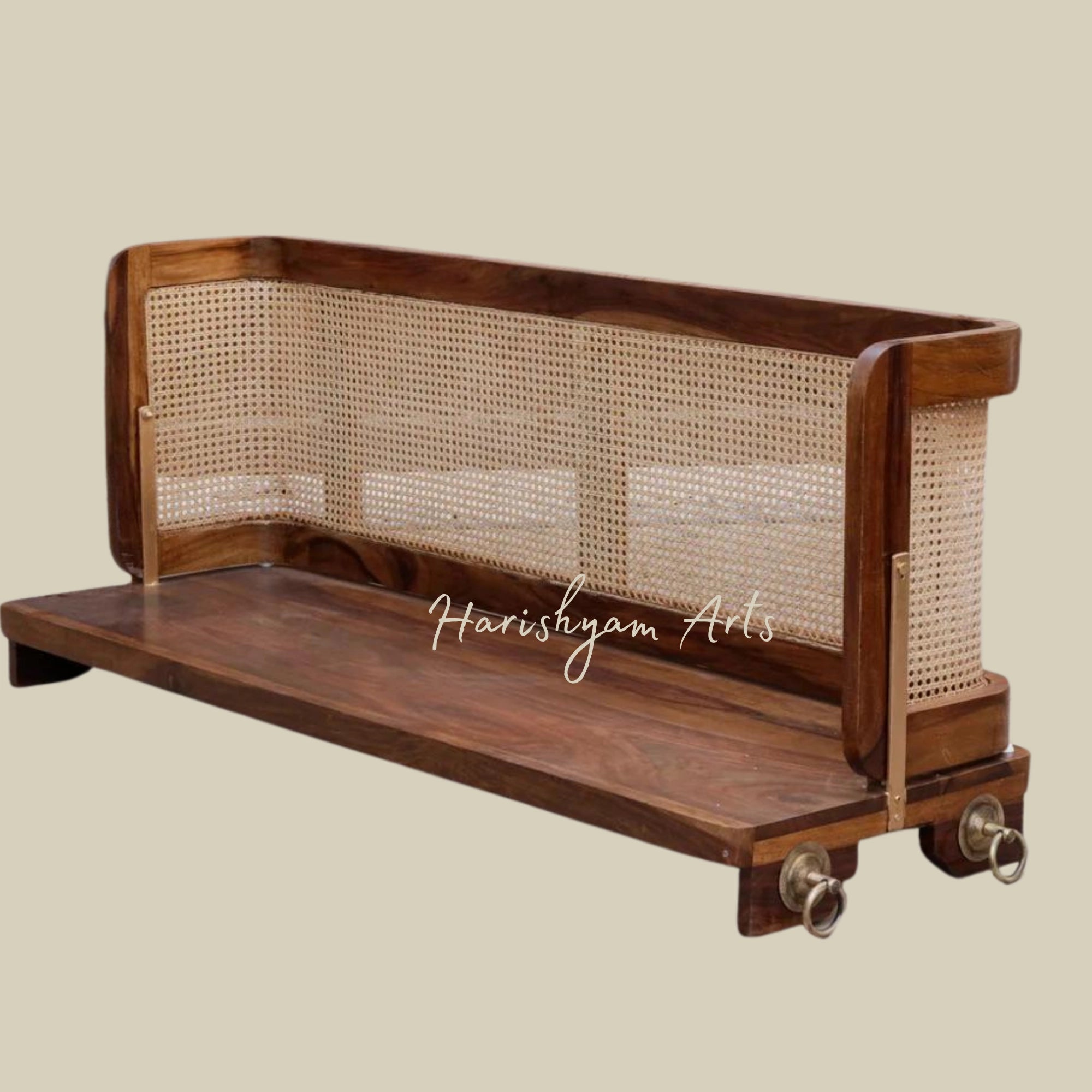 Handmade Wooden Swing for Balcony with Cane Back Design4