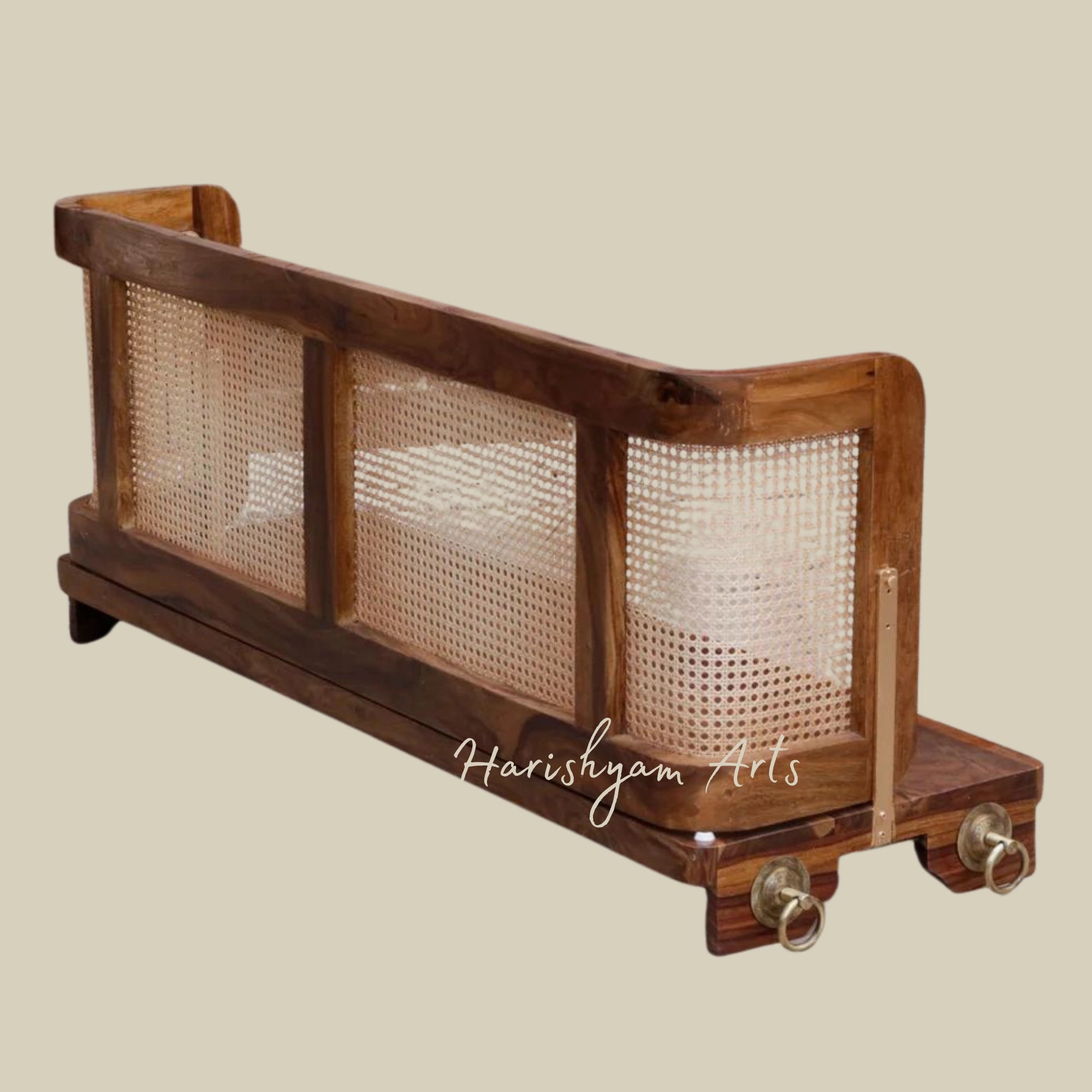 Handmade Wooden Swing for Balcony with Cane Back Design6