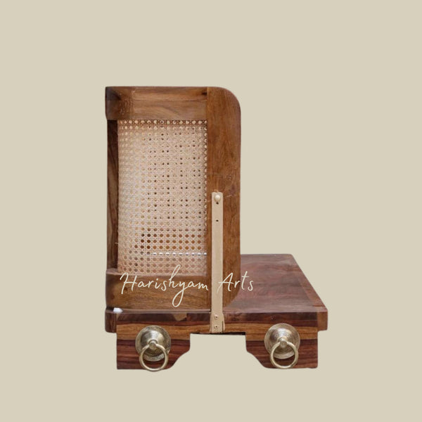 Handmade Wooden Swing for Balcony with Cane Back Design