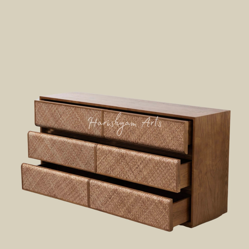 Handmade rattan texture Chest of Drawers