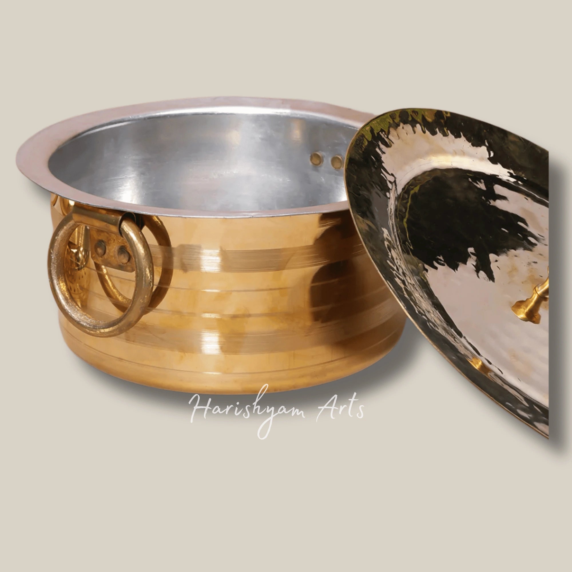 Heavy Brass Patila with Lid for Milk Boiling and Daily Use
