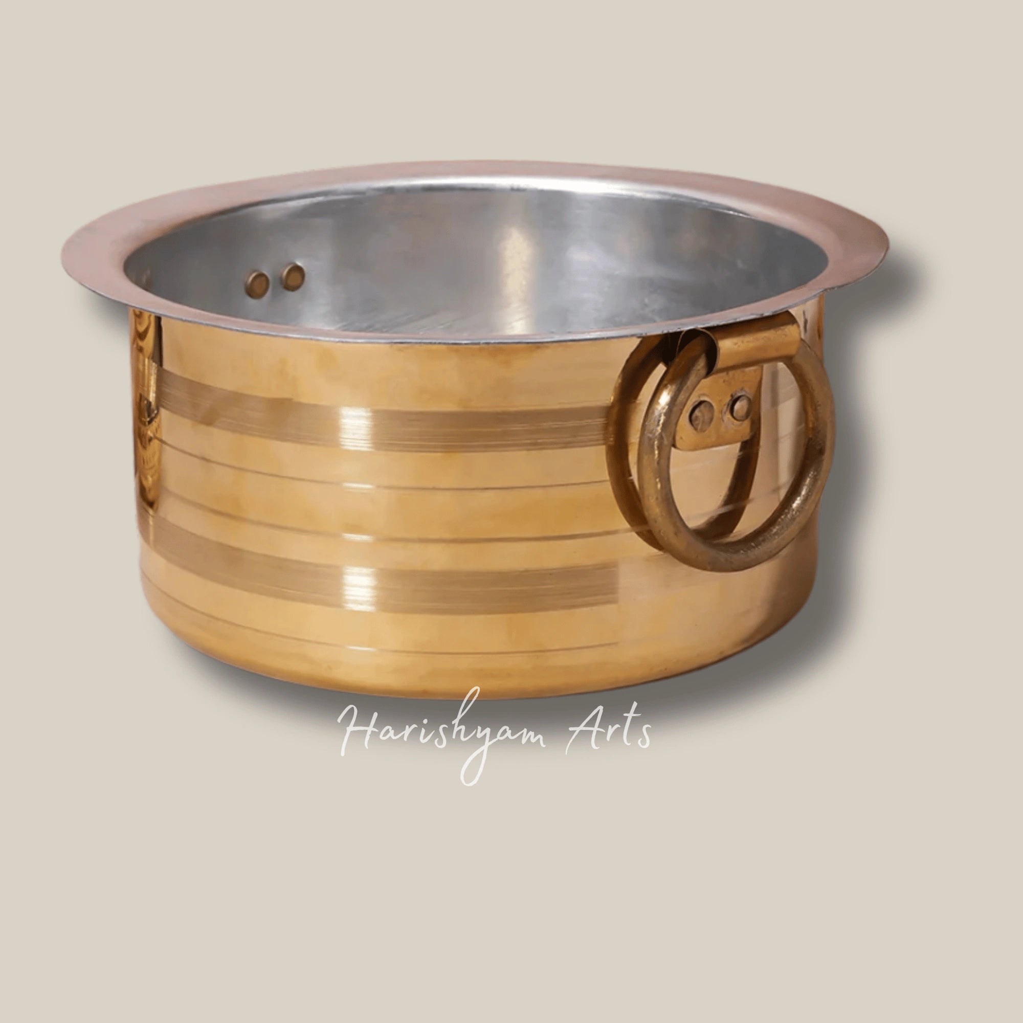 Heavy Brass Patila with Lid for Milk Boiling and Daily Use