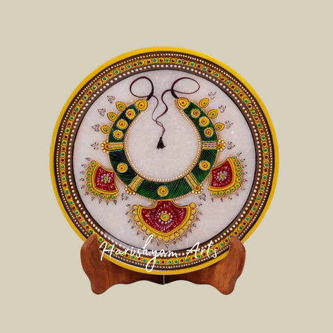 Heritage-Inspired Gold Leaf Marble Plate Traditional Artistic Masterpiece