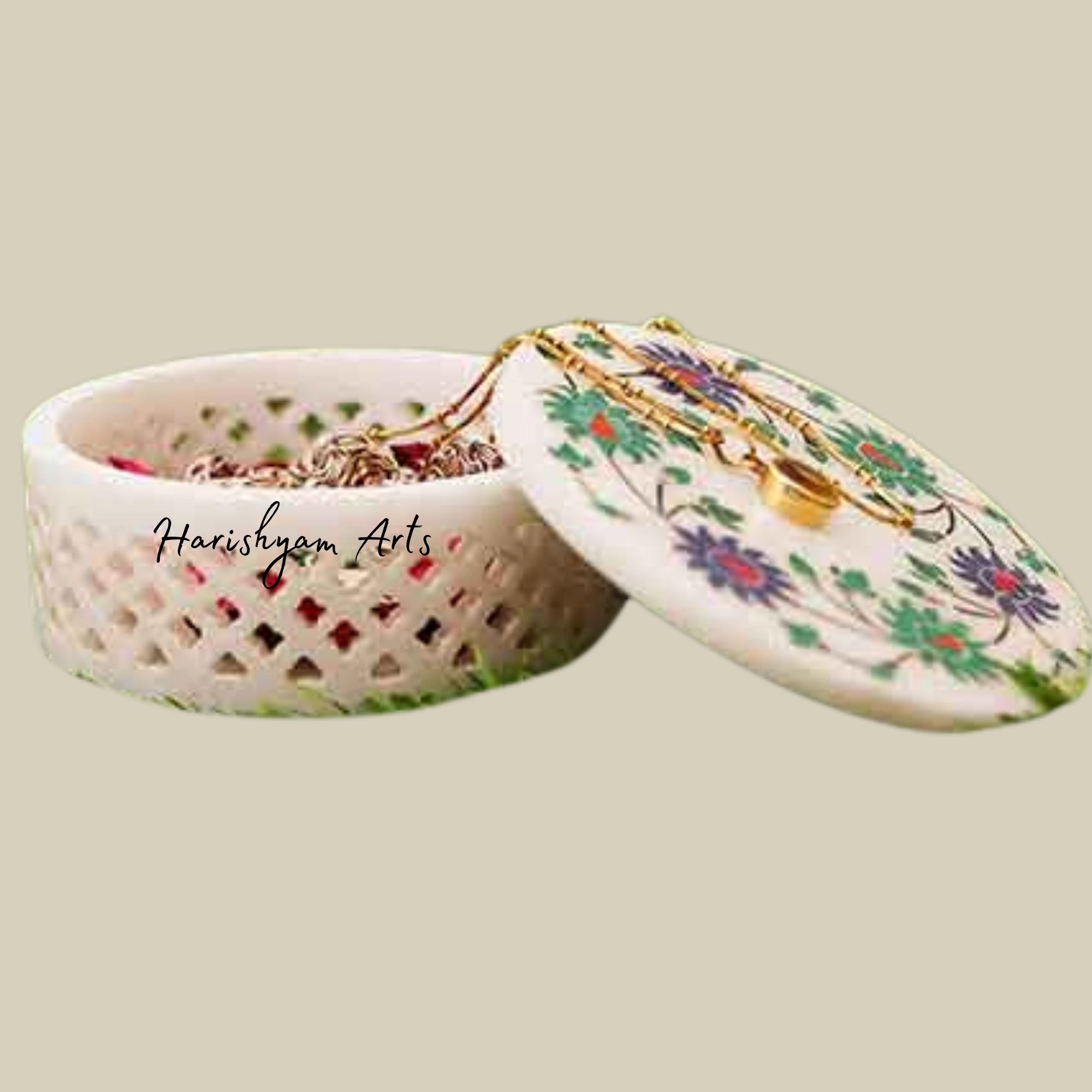 Hermosa Decorative Marble Box with Intricate Inlay Art1
