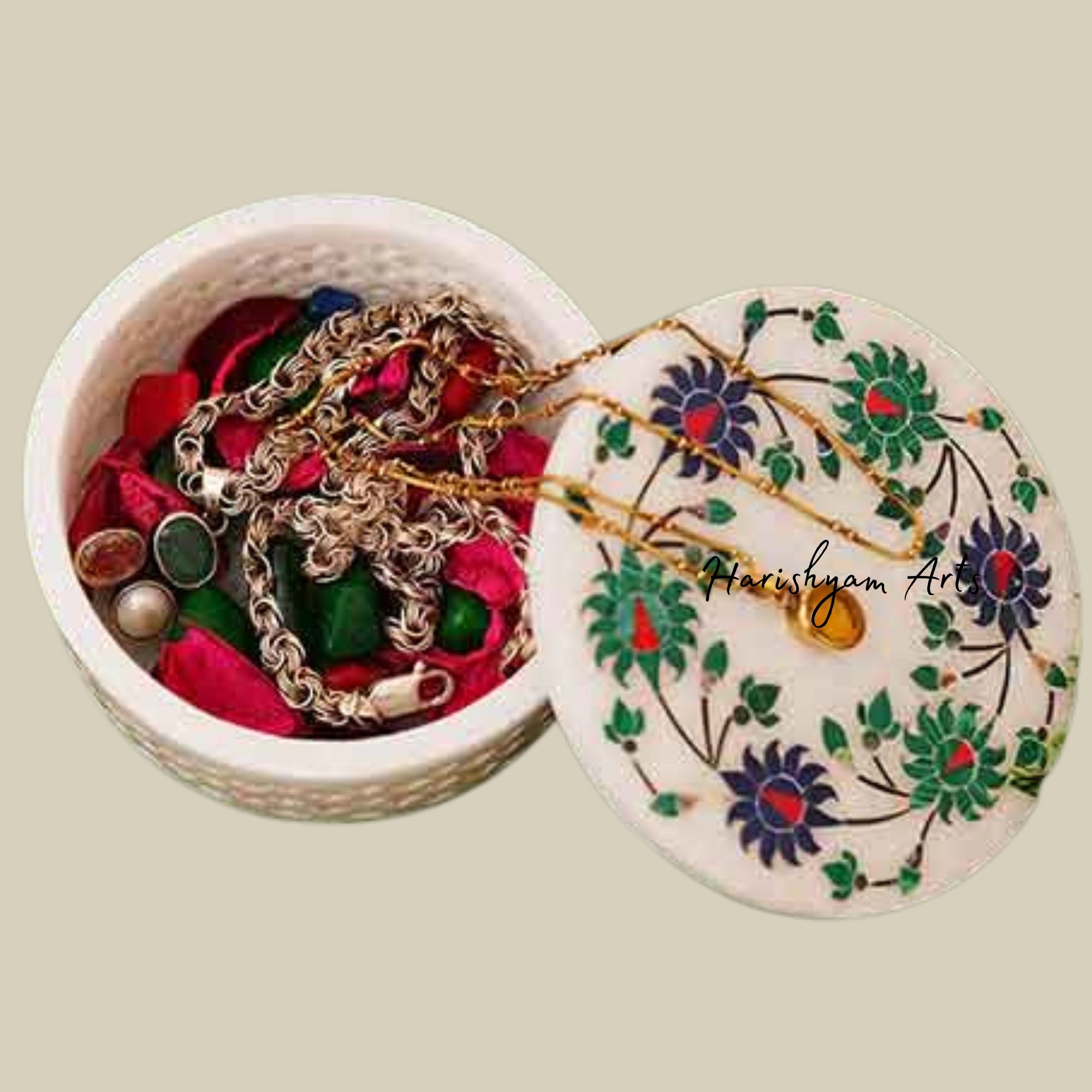 Hermosa Decorative Marble Box with Intricate Inlay Art2