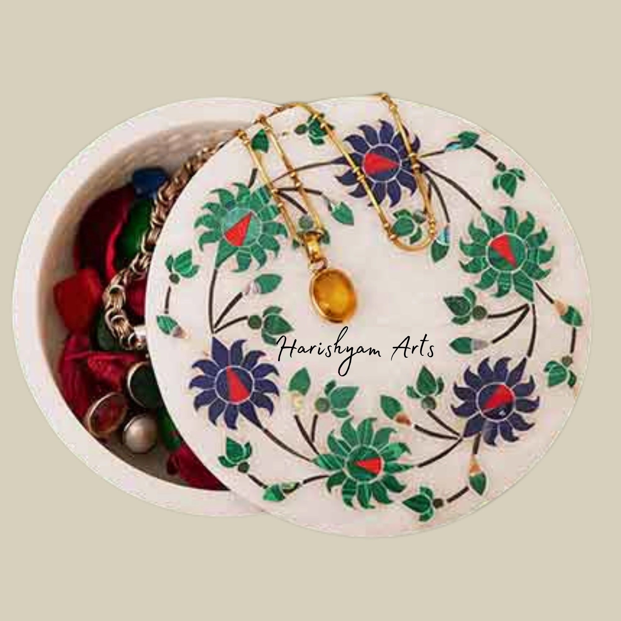 Hermosa Decorative Marble Box with Intricate Inlay Art3