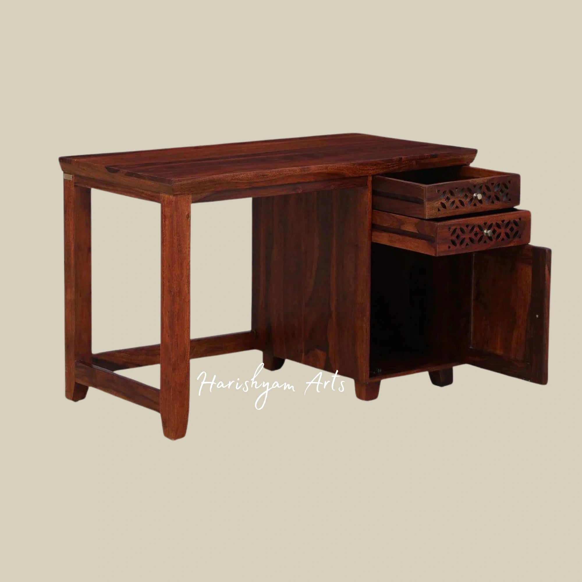 Honey Oak Finish Wooden Writing Table