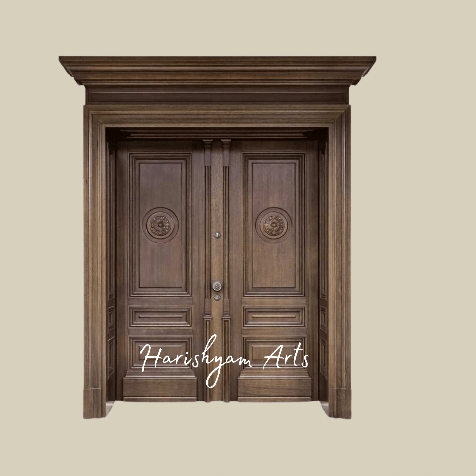Imperial Classic Main Double Door – Grand Entrance Solid Wood Door with Neo-Classical Design2