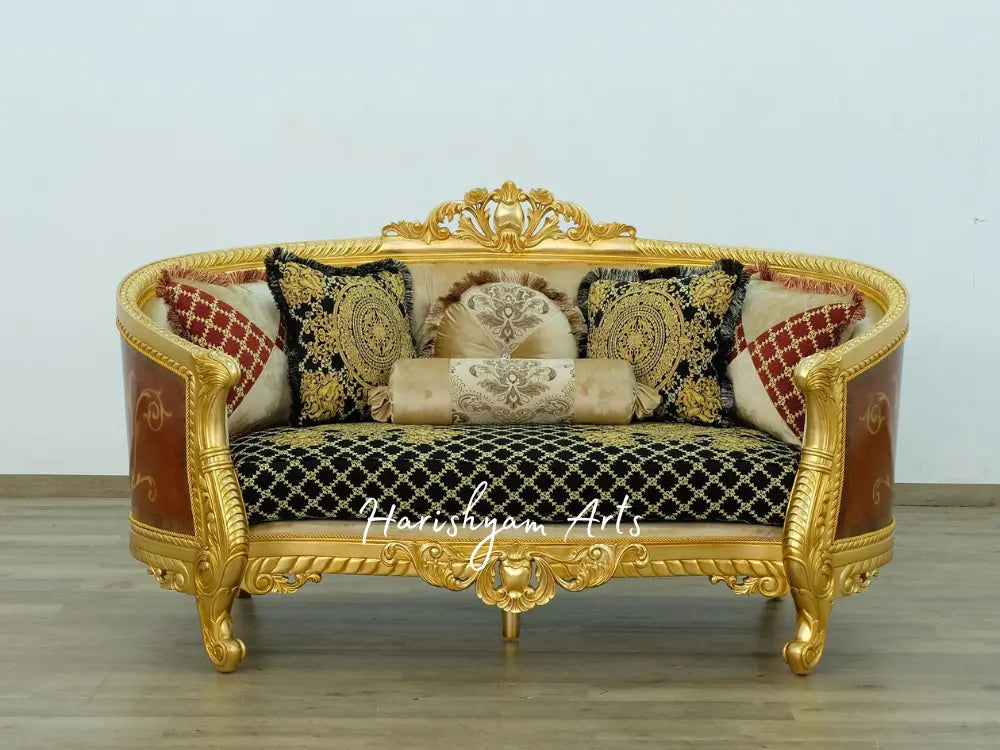 Imperial European Style Black and Gold Luxury Sofa Set
