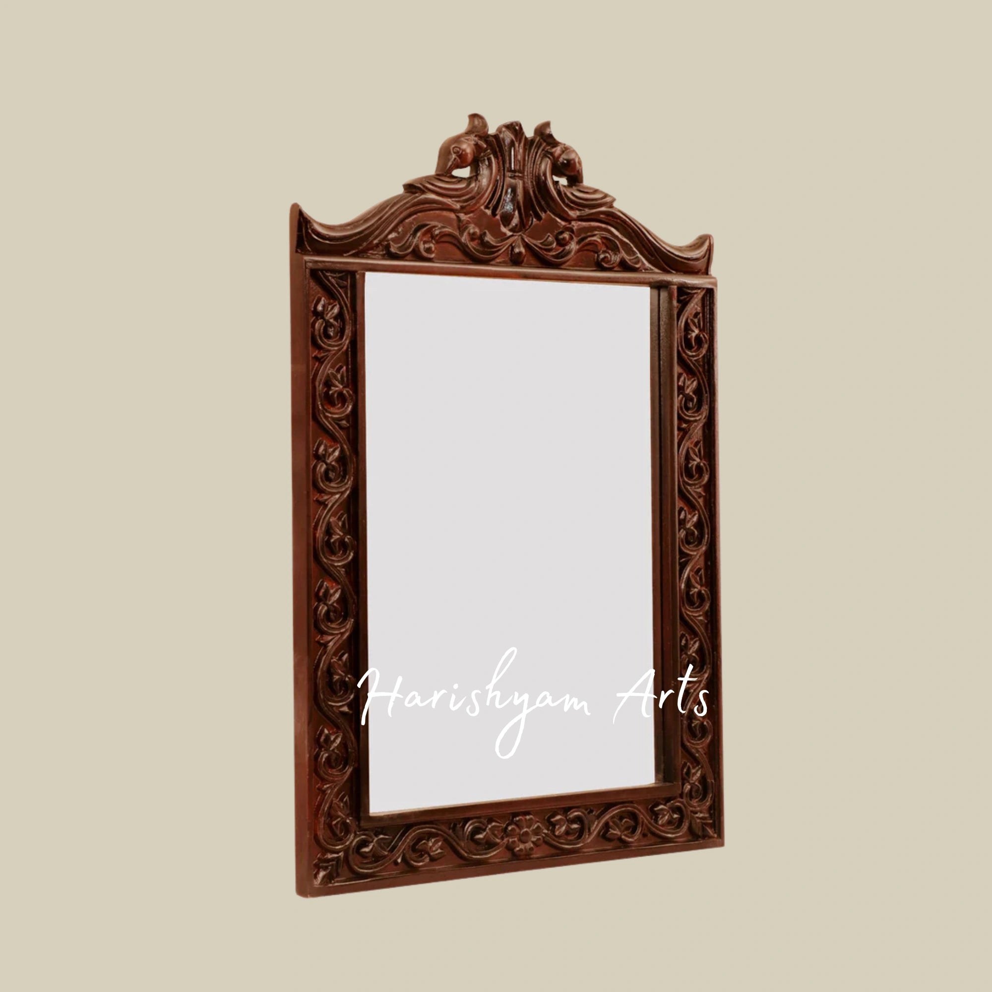 Intricately Carved Wooden Mirror Frame