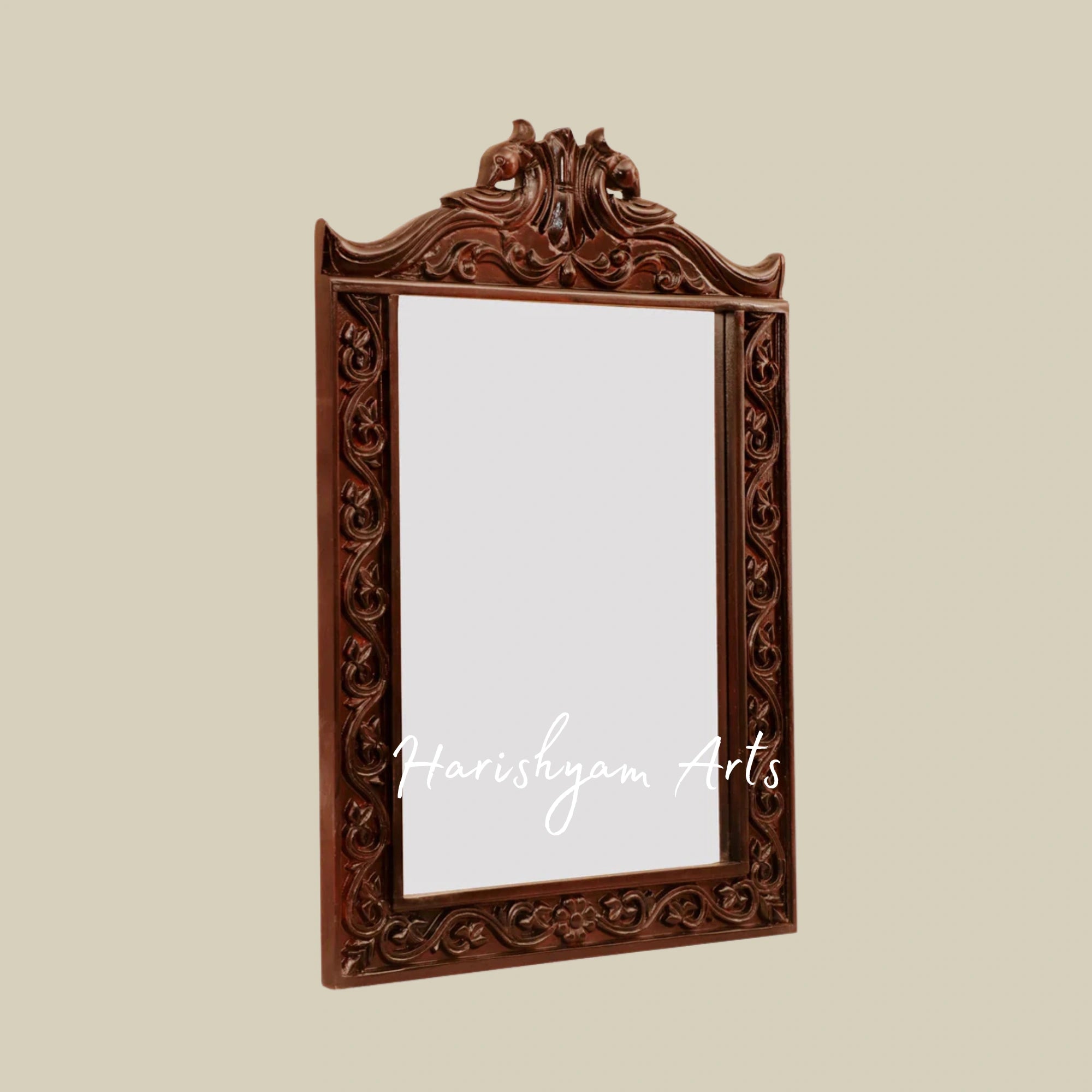 Intricately Carved Wooden Mirror Frame
