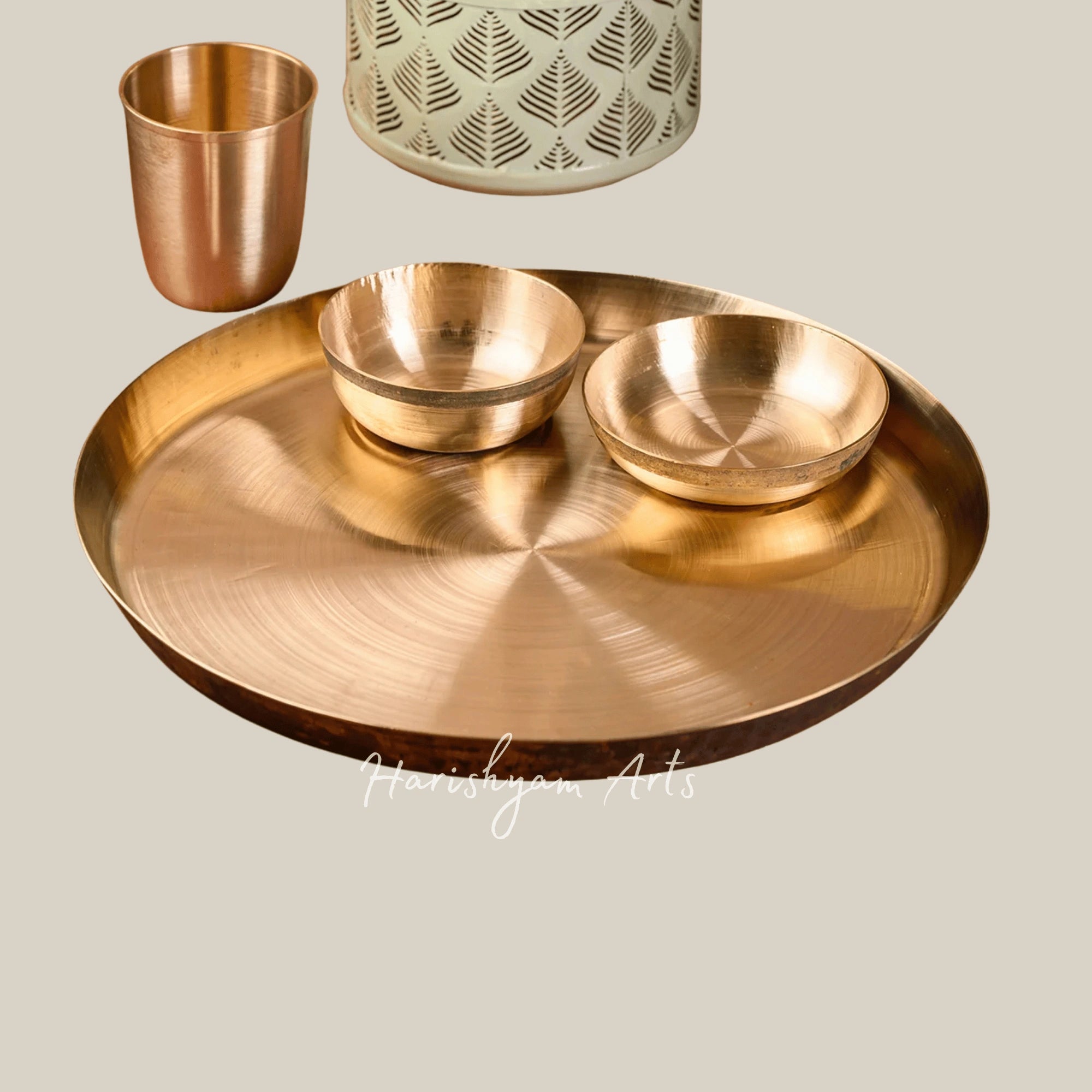 Five Piece Kansa Thali Plate Set for Authentic Indian Feasts