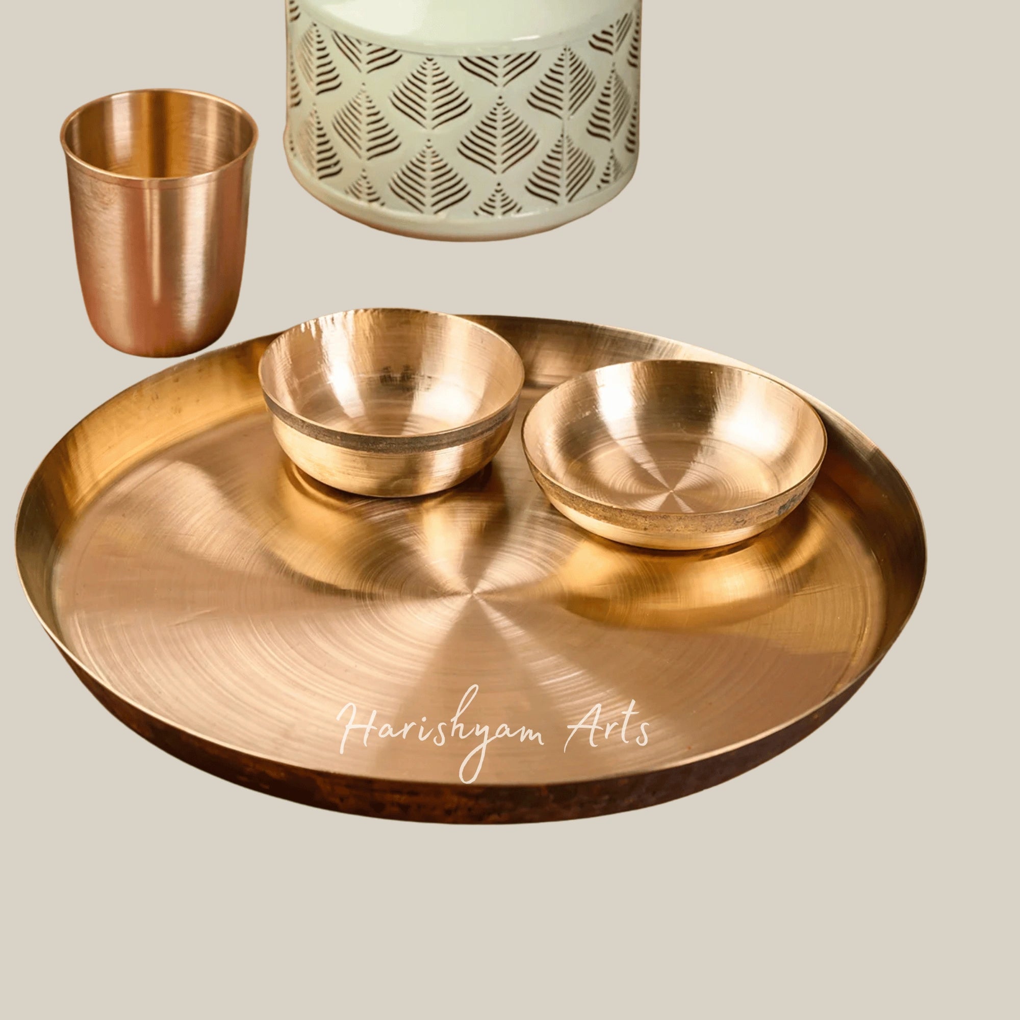 Five Piece Kansa Thali Plate Set for Authentic Indian Feasts