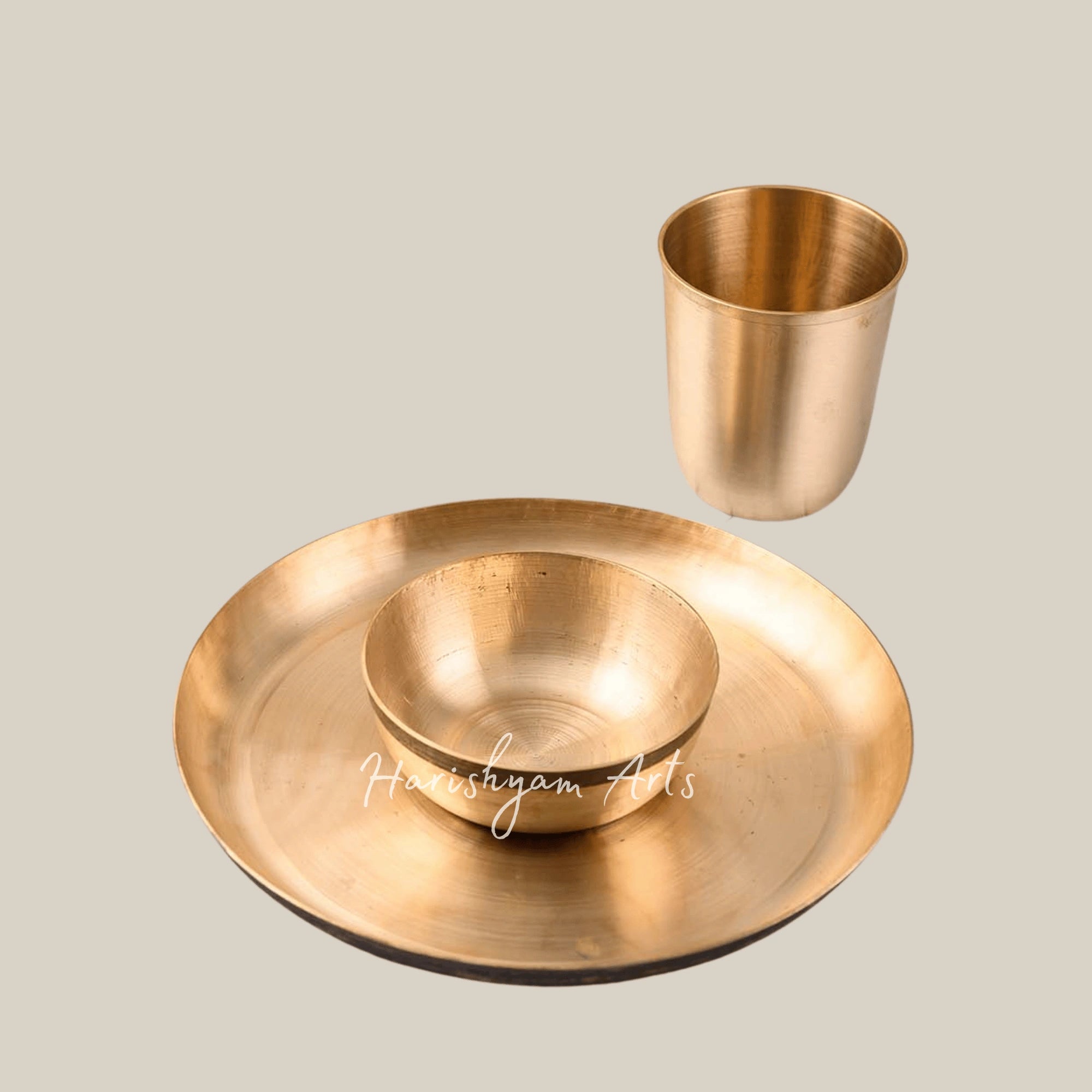 Five Piece Kansa Thali Plate Set for Authentic Indian Feasts