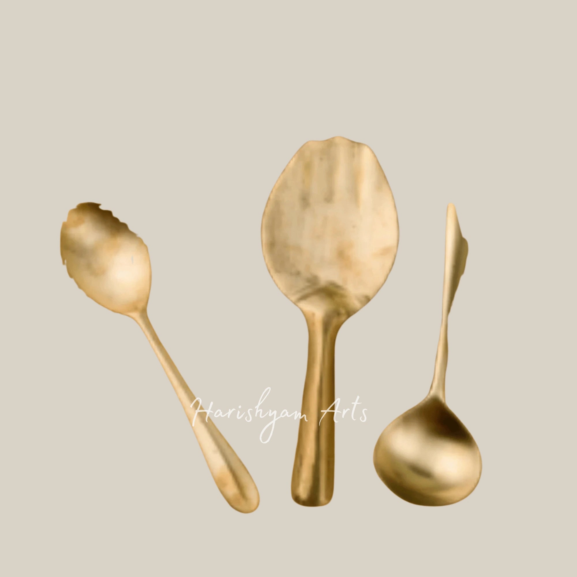 Kansa Serving Spoon 3 Pcs for Traditional Indian Meals