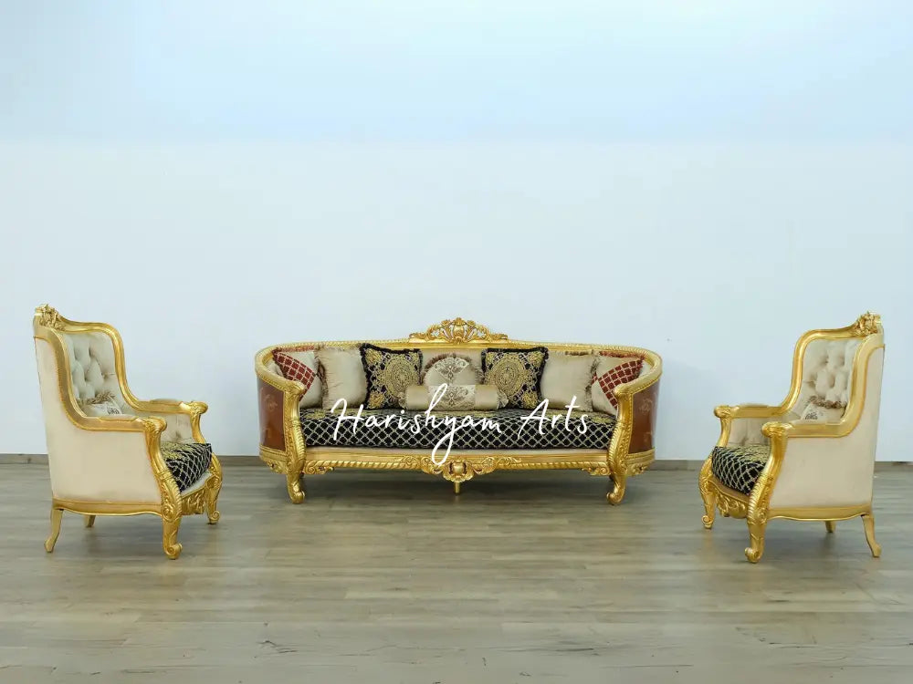 LUXOR Imperial European Style Black and Gold Luxury Sofa Set