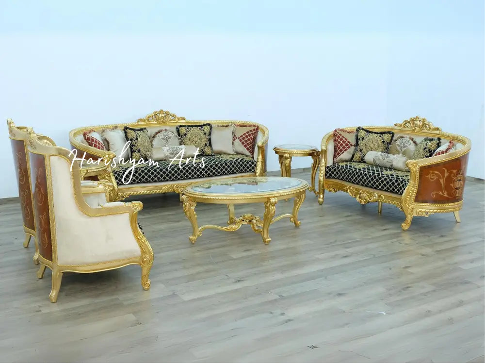 LUXOR Imperial European Style Black and Gold Luxury Sofa Set