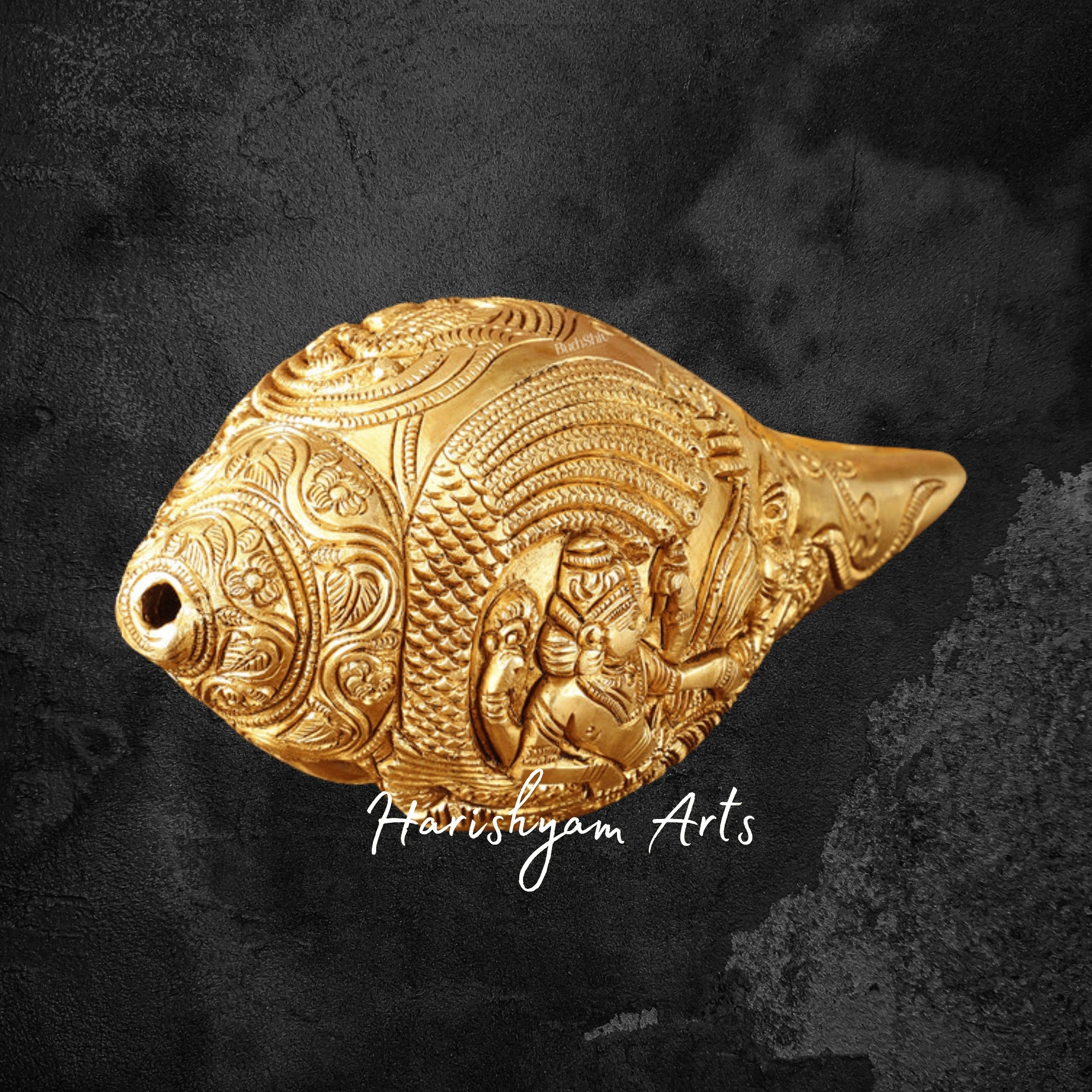 Lakshmi Vishnu Brass Conch Shell for Puja and Home Temple