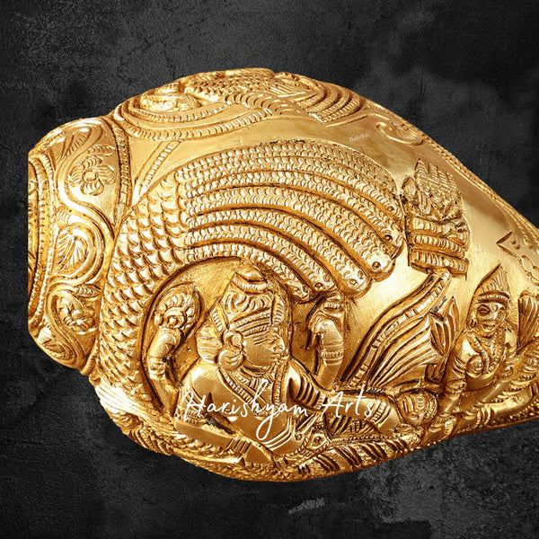 Lakshmi Vishnu Brass Conch Shell for Puja and Home Temple