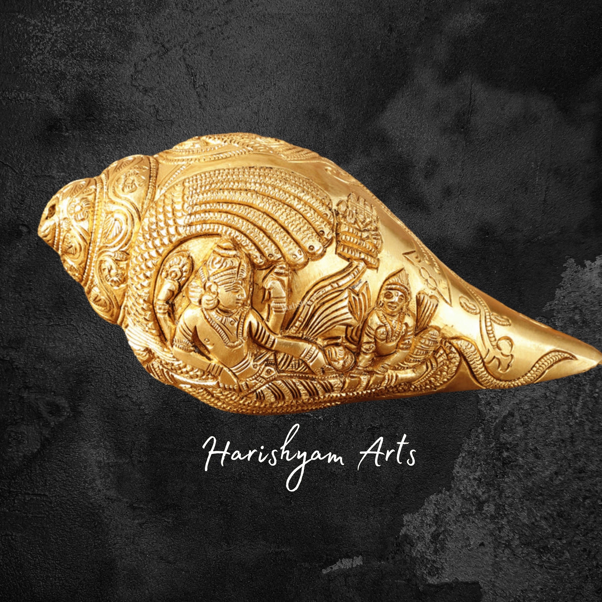 Lakshmi Vishnu Brass Conch Shell for Puja and Home Temple