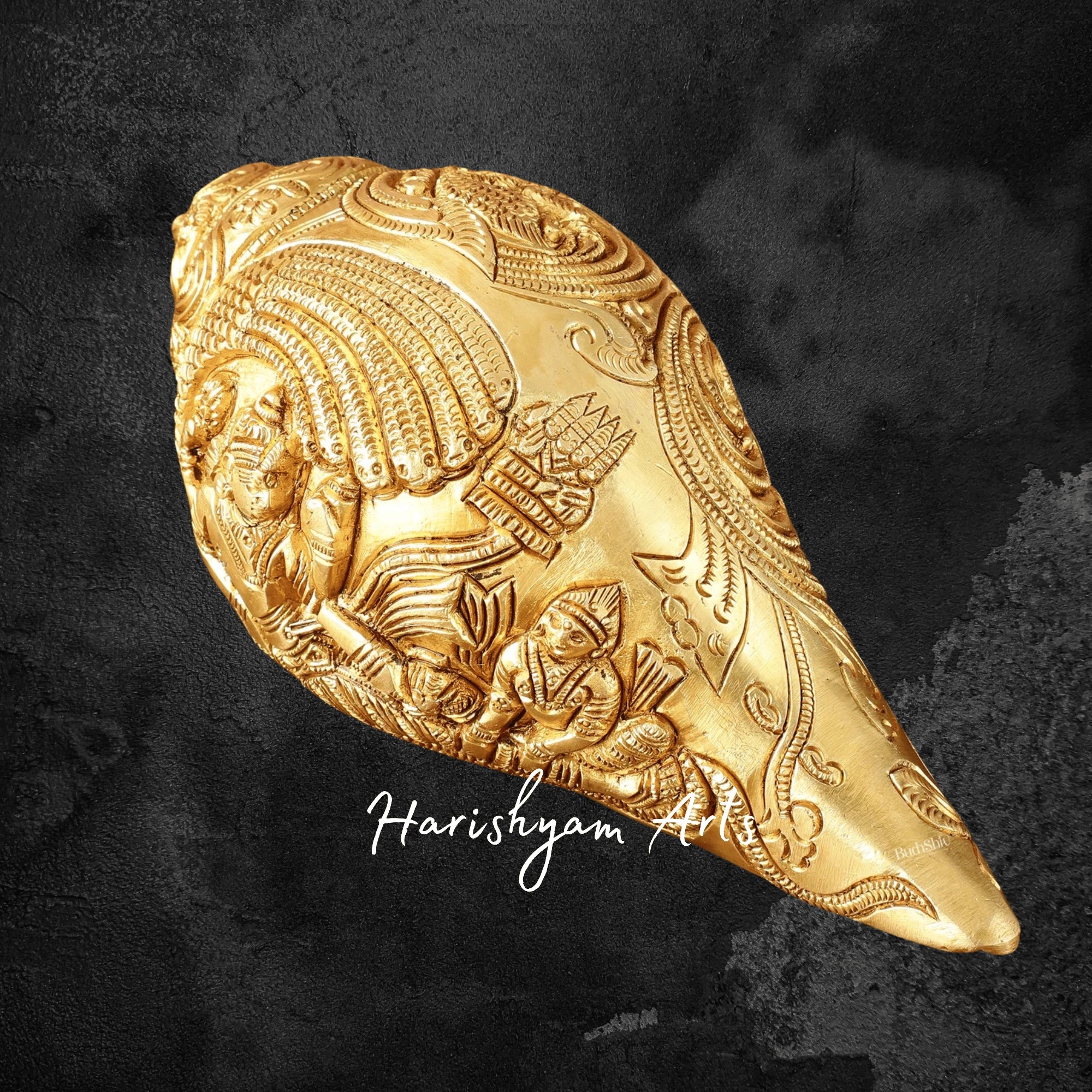 Lakshmi Vishnu Brass Conch Shell for Puja and Home Temple