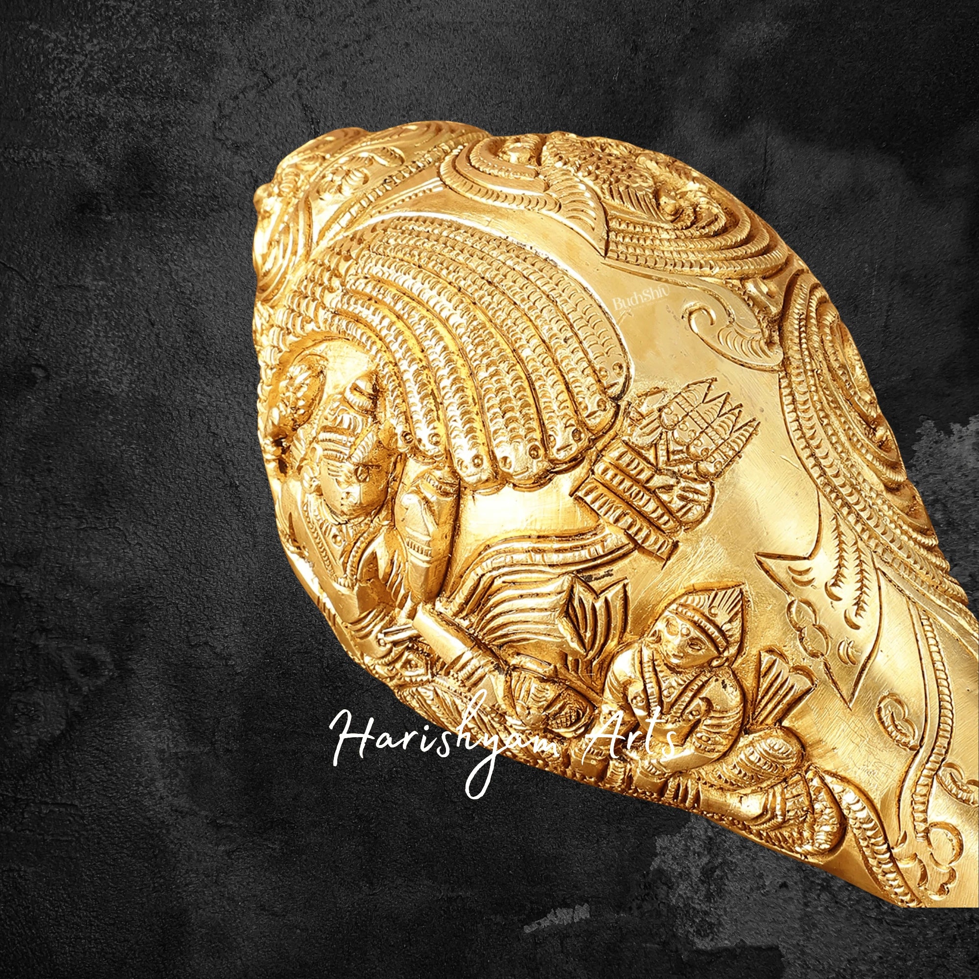 Lakshmi Vishnu Brass Conch Shell for Puja and Home Temple
